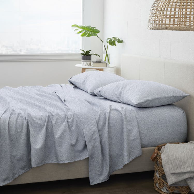 Premium Bed Sheets - Chambray Blue King 4 Set 2