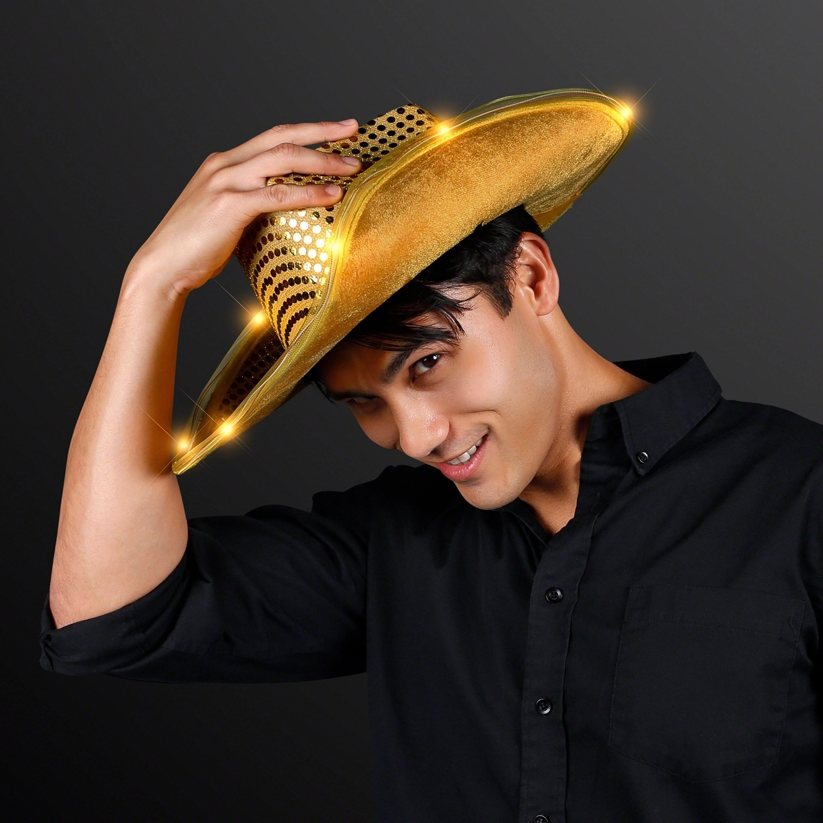 Sequin Cowboy Hat with Black Band 25
