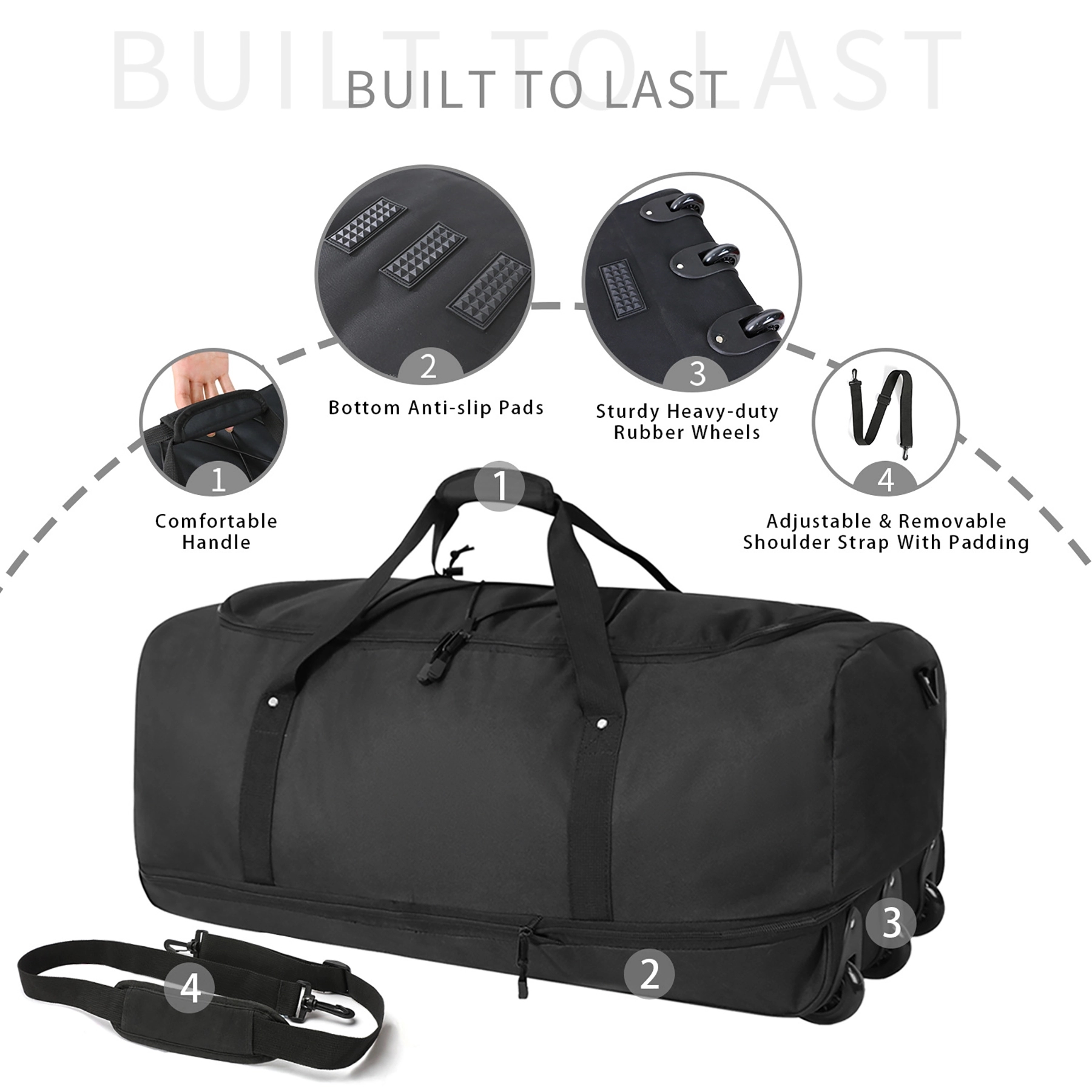 Durable Rolling Duffel Bag Backpack 8