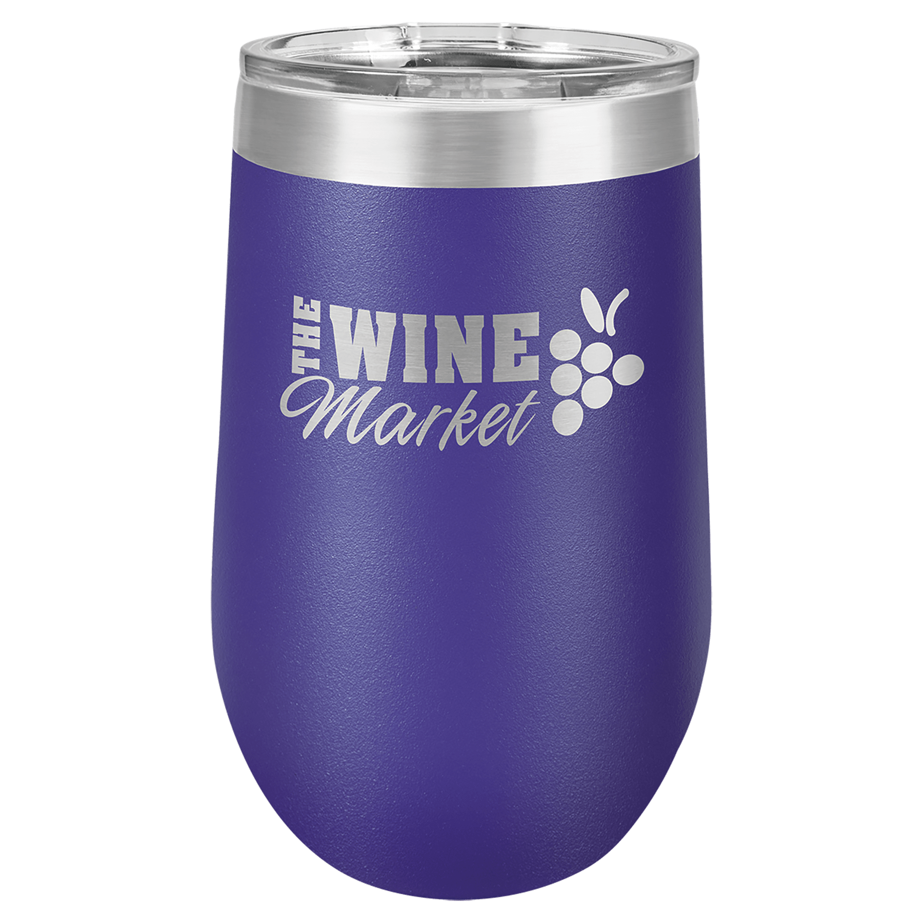 16 oz. Purple Laser Engraved Polar Camel Stemless Wine Tumbler w/Clear Lid 1
