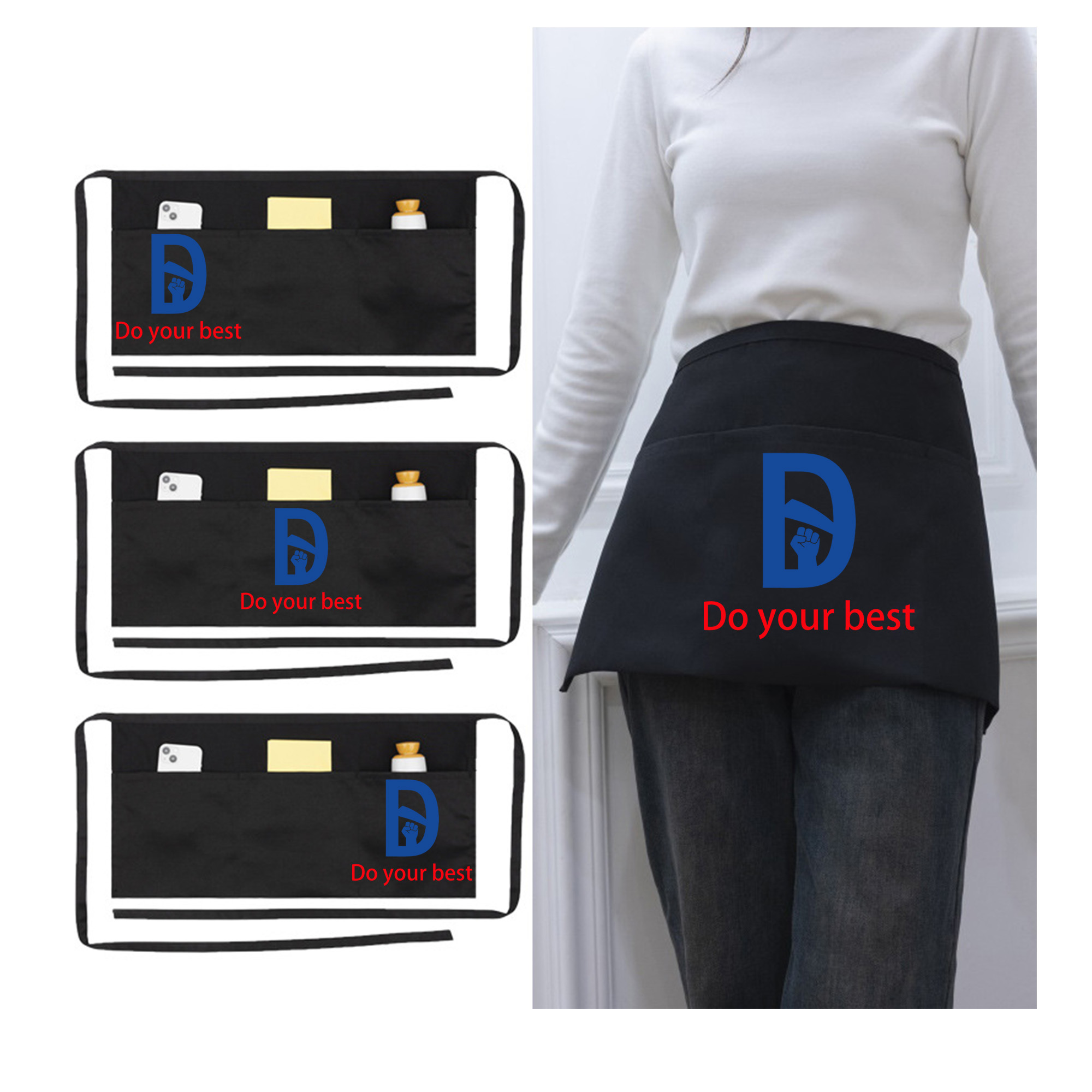 23.62"x12.40" Waterproof Waist Apron With 3 Pockets 1