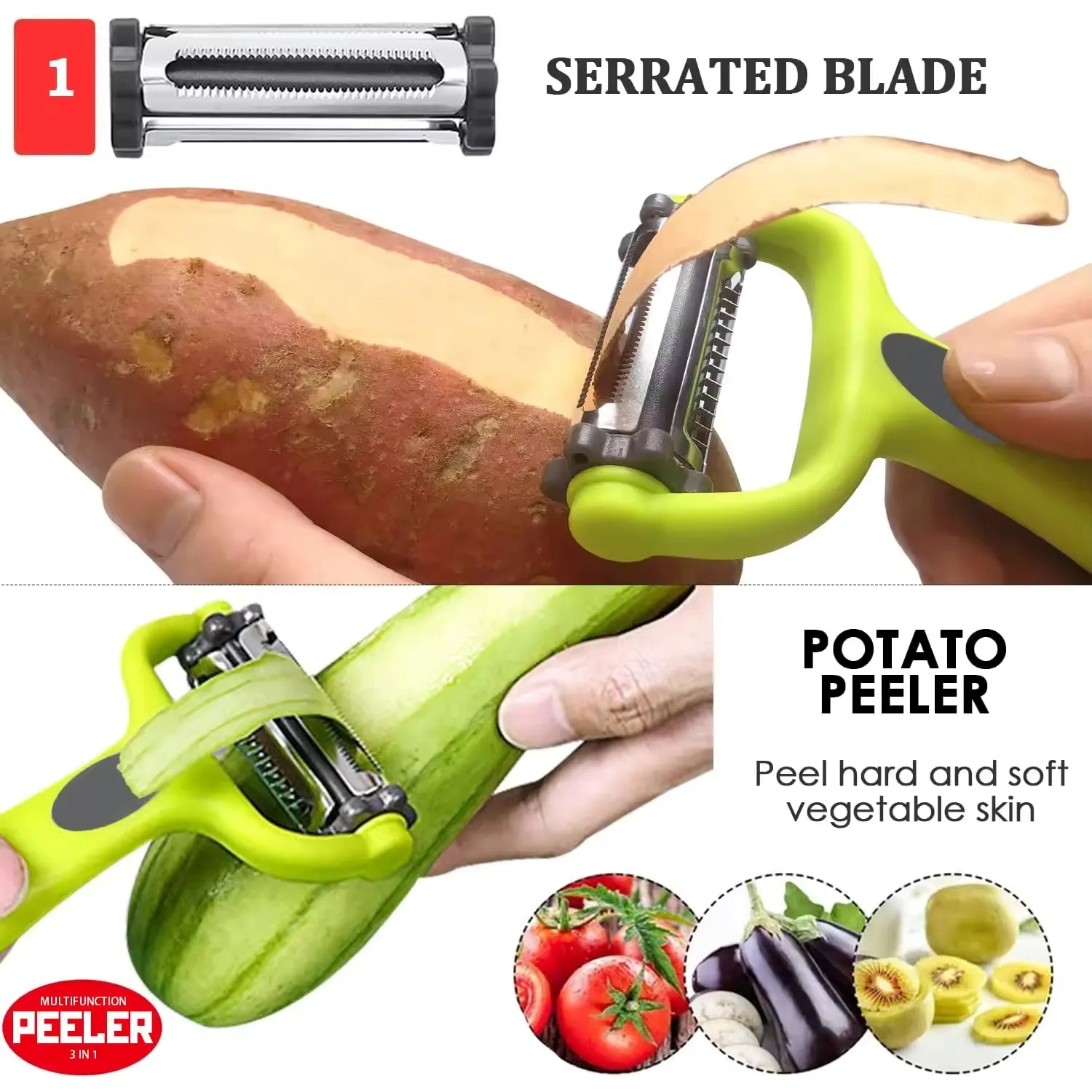 3 in 1 Blade Spin Design With Julienne Peeler 6