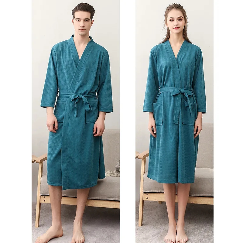 3/4 Sleeve Waffle Robe Unisex 3