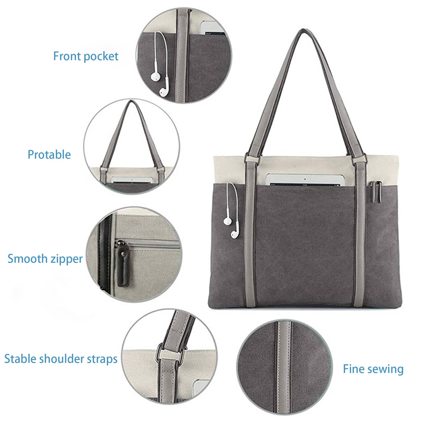 Canvas Lightweight Laptop Tote Bag for Work 7