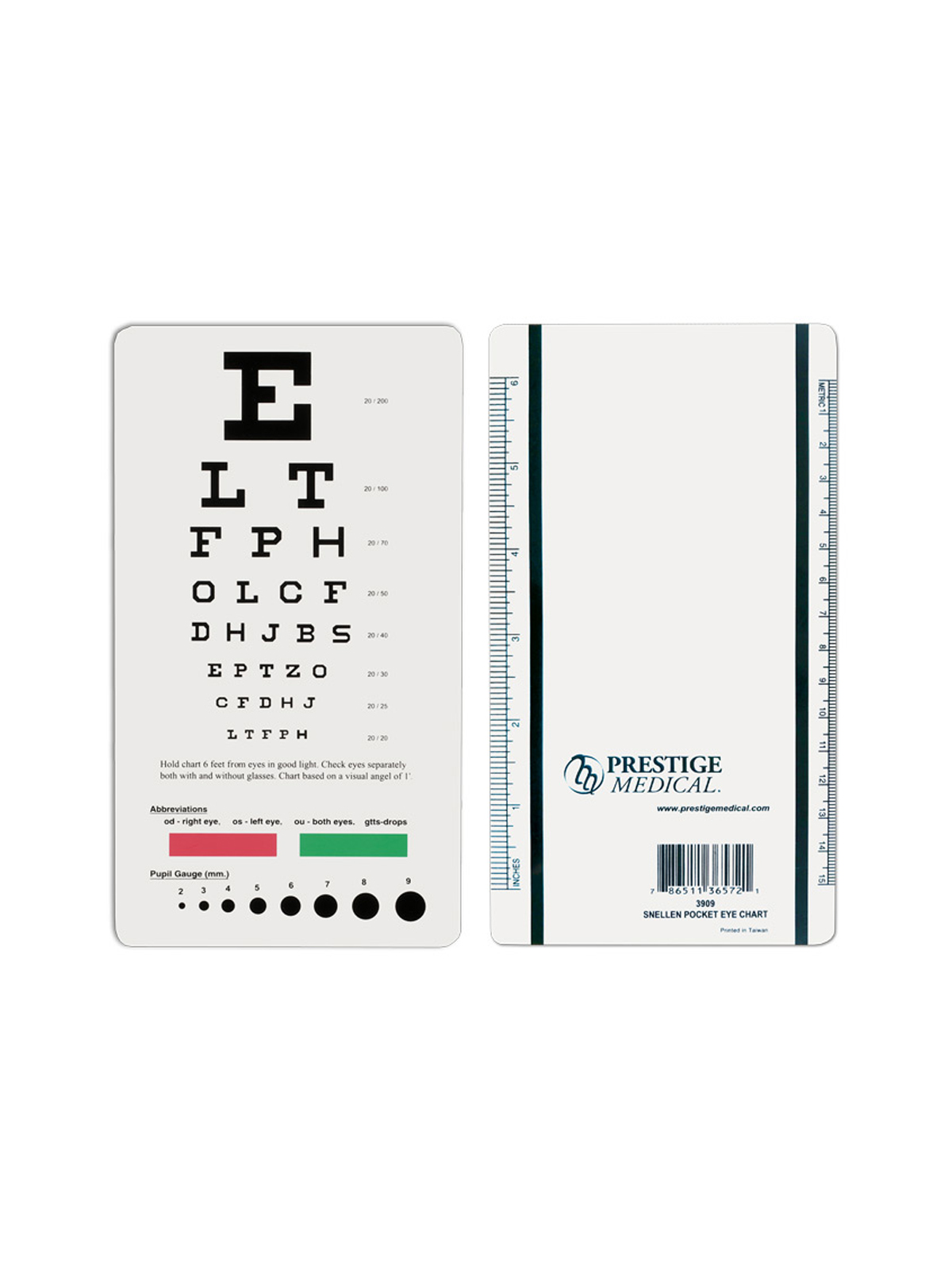 Prestige Medical - Snellen Pocket Eye Chart