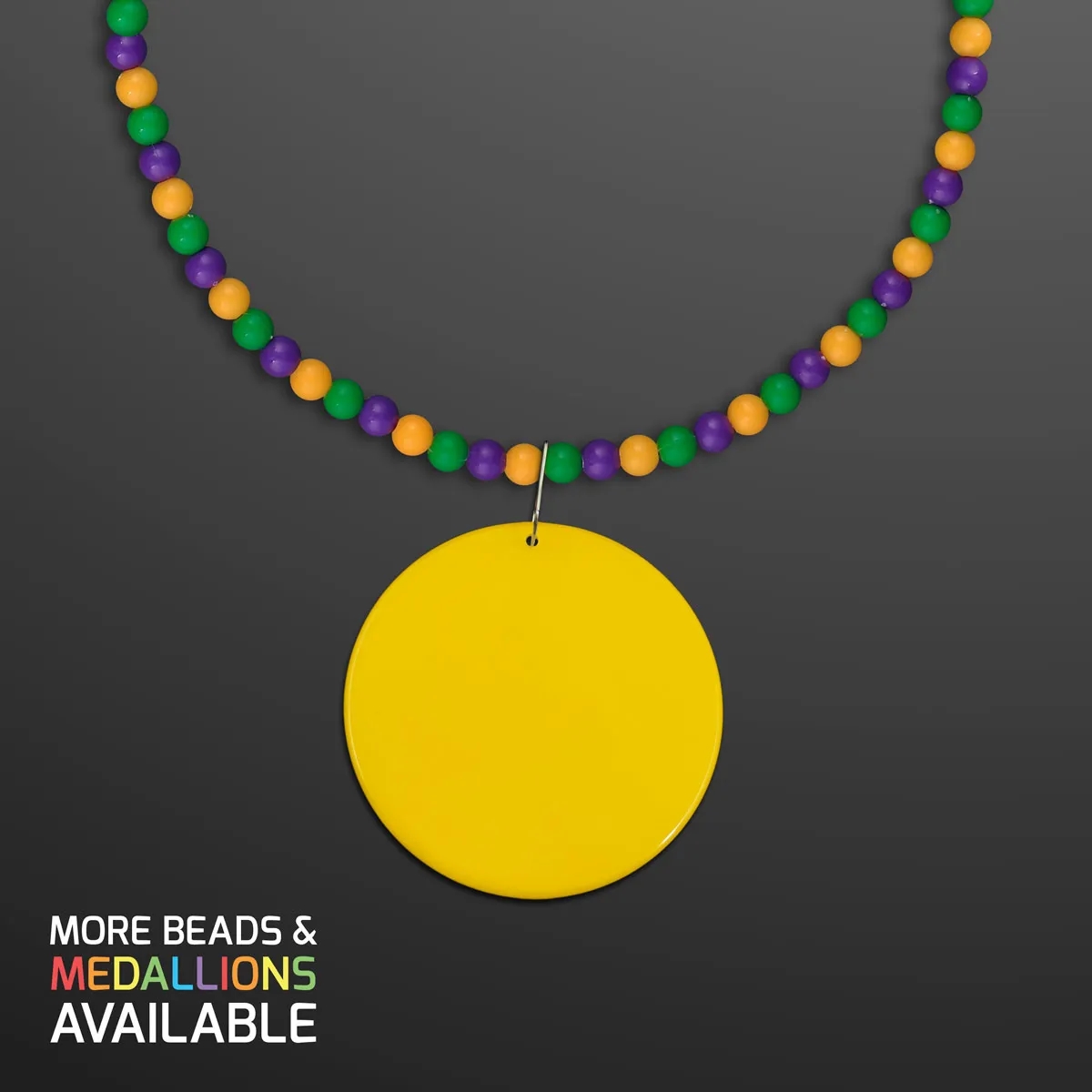 Breakaway Beads for Mardi Gras with Yellow Medallion 4