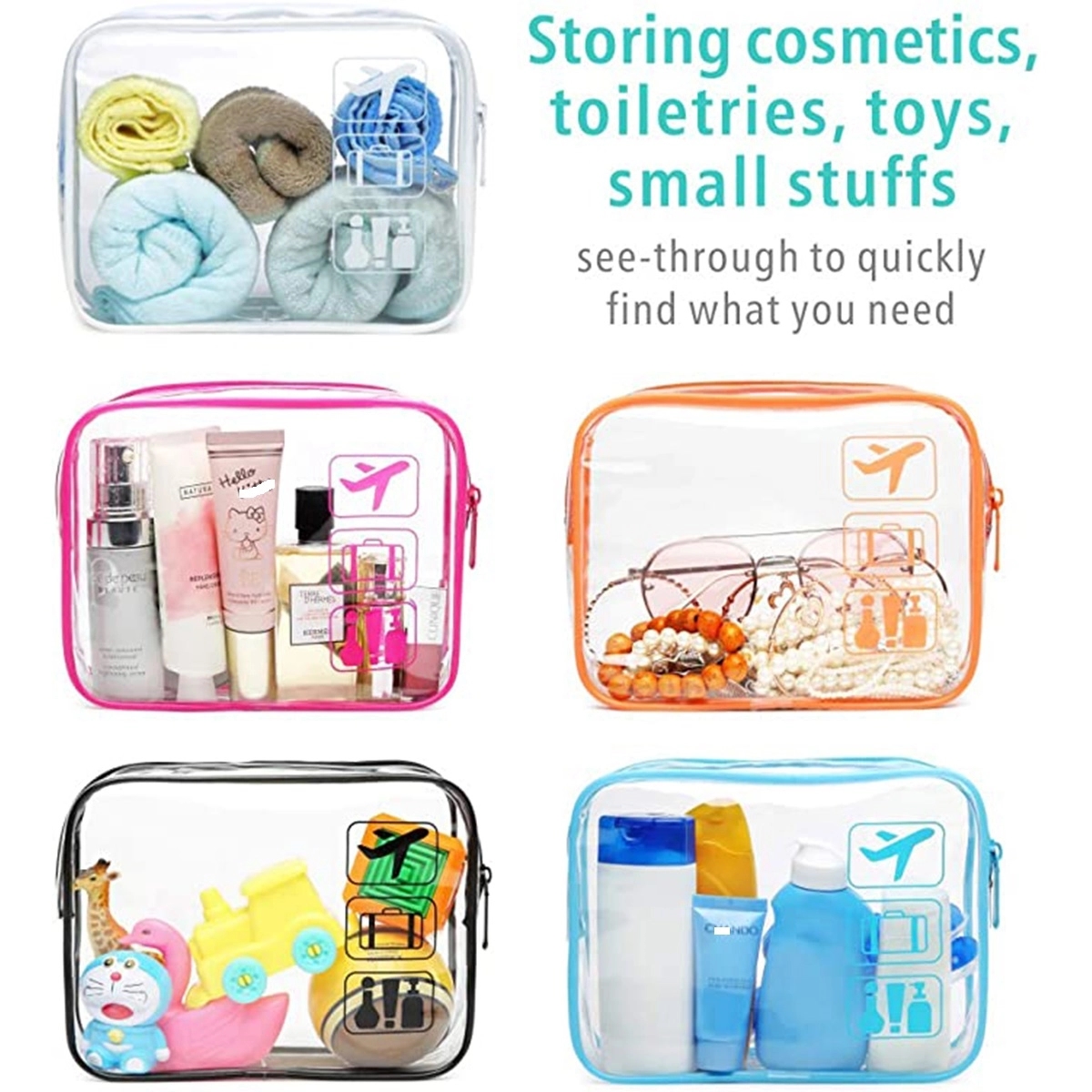 Clear Toiletry Travel Makeup Cosmetic Bag for Women Men 4