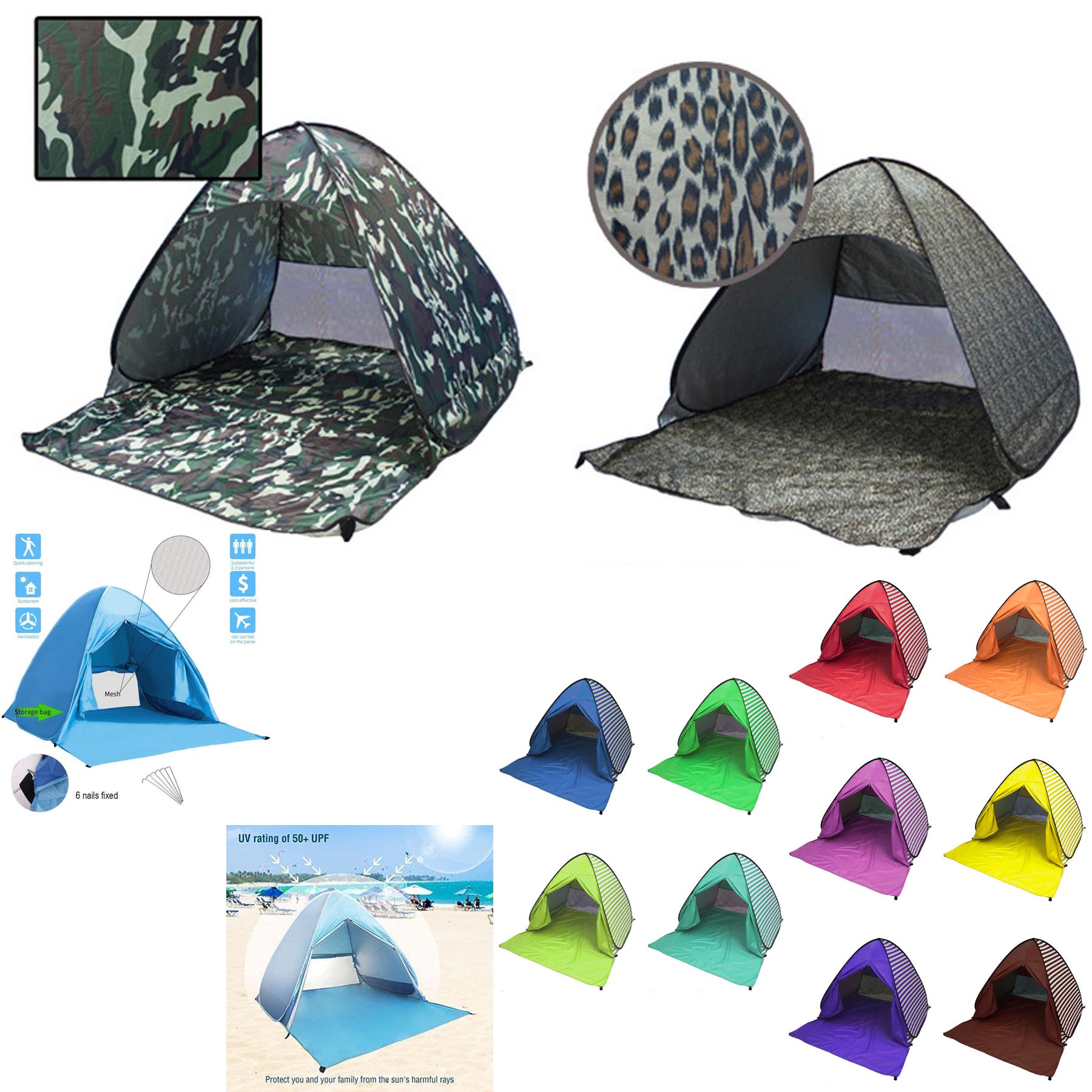 Automatic Pop Up Portable Outdoors Family Beach Tent 1