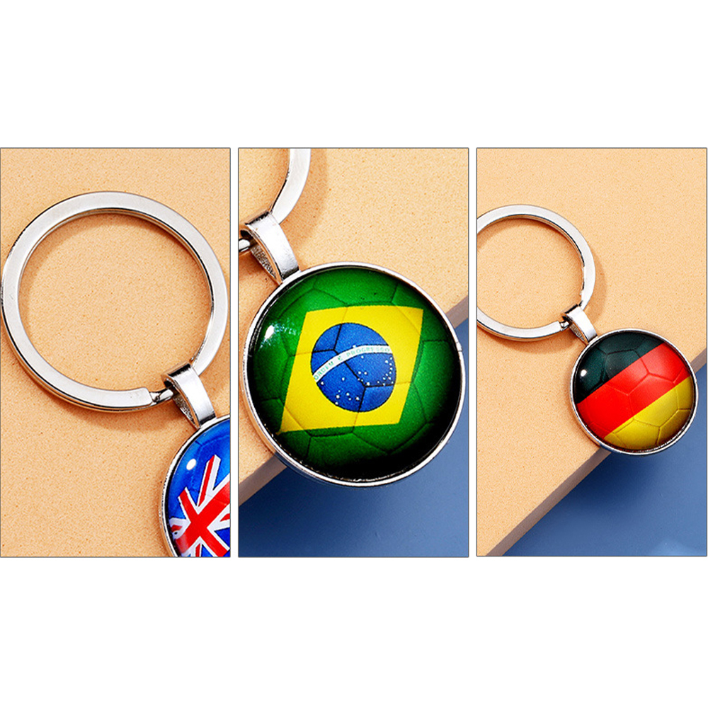 Qatar World Cup National Flag Football Glass Key Chain 2