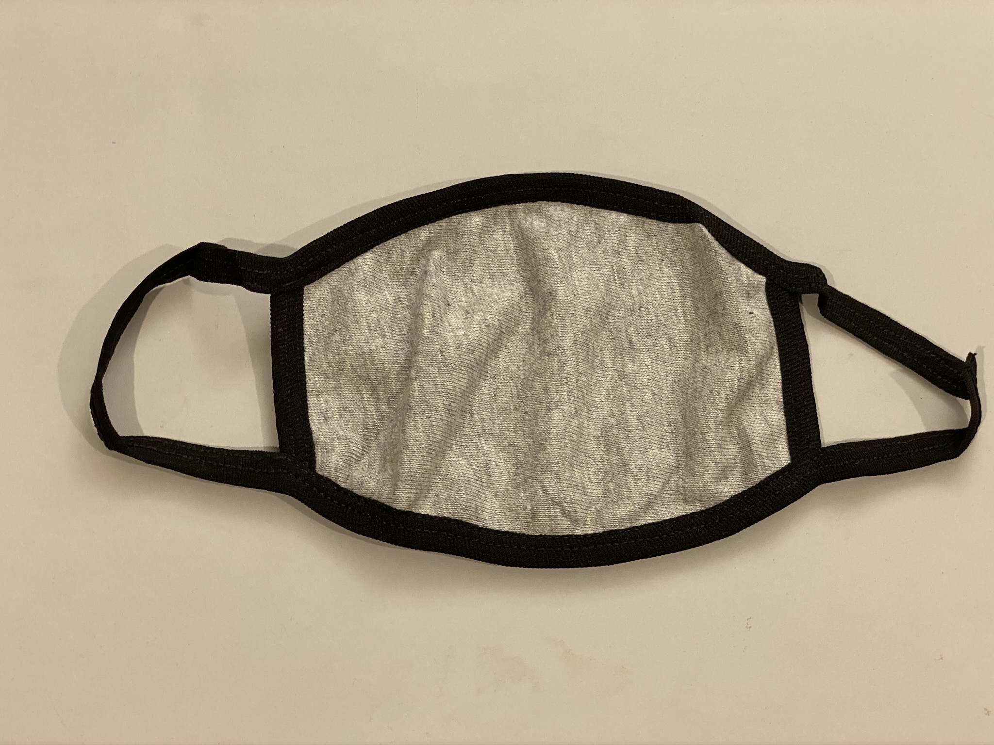 Gray Cotton Face Mask (Black Ear Loops) 2