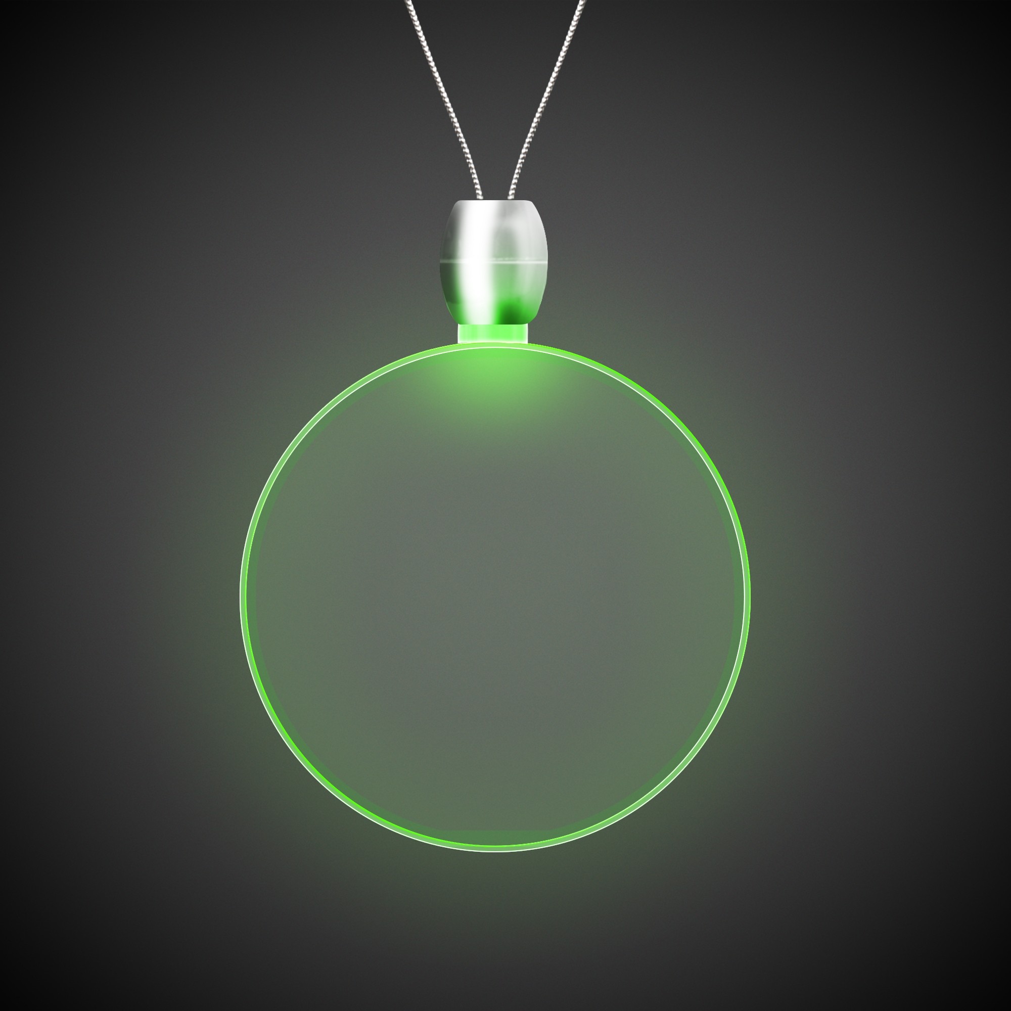 Round Green Light-Up Acrylic Pendant Necklace