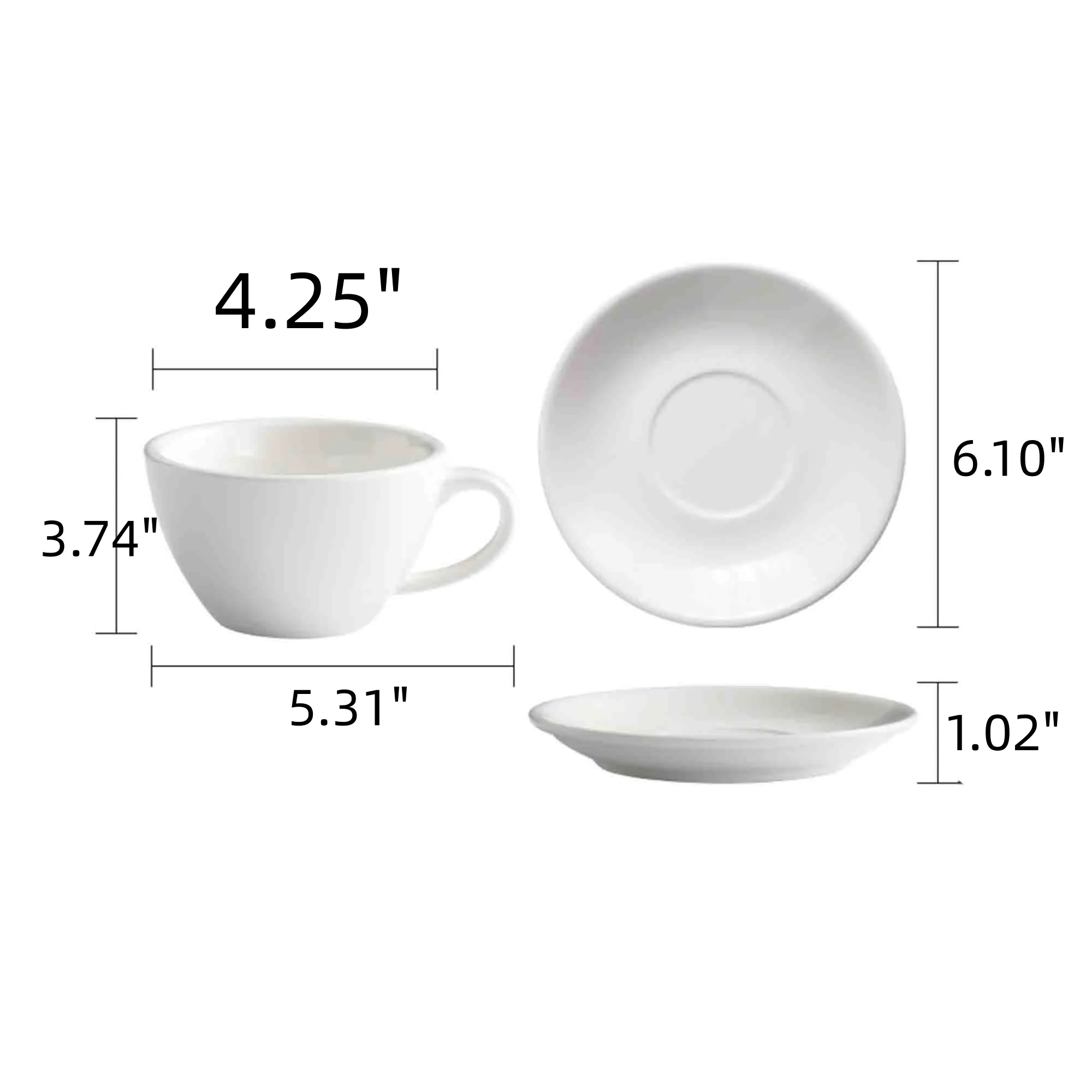 10 Oz Ceramic Coffee Cup and Saucer with handle 3