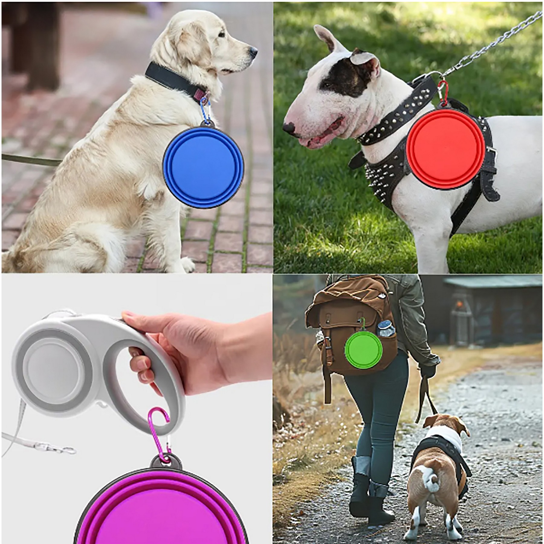 12 Oz. Collapsible Silicone Pet Bowl With Carabiners 2