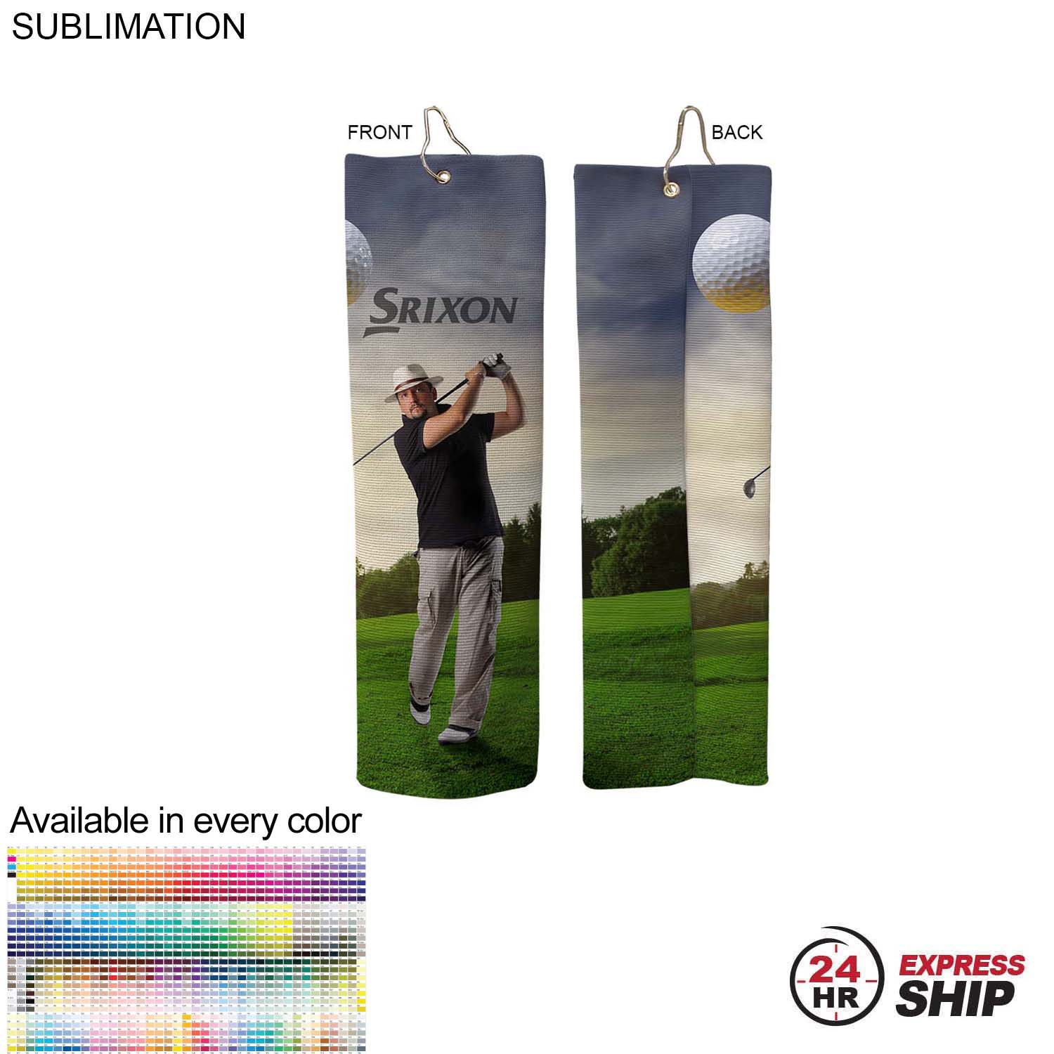 24 Hr Express Ship - Microfiber Dri-Lite Terry Golf Towel, Finished size 5x18, Trifold 4