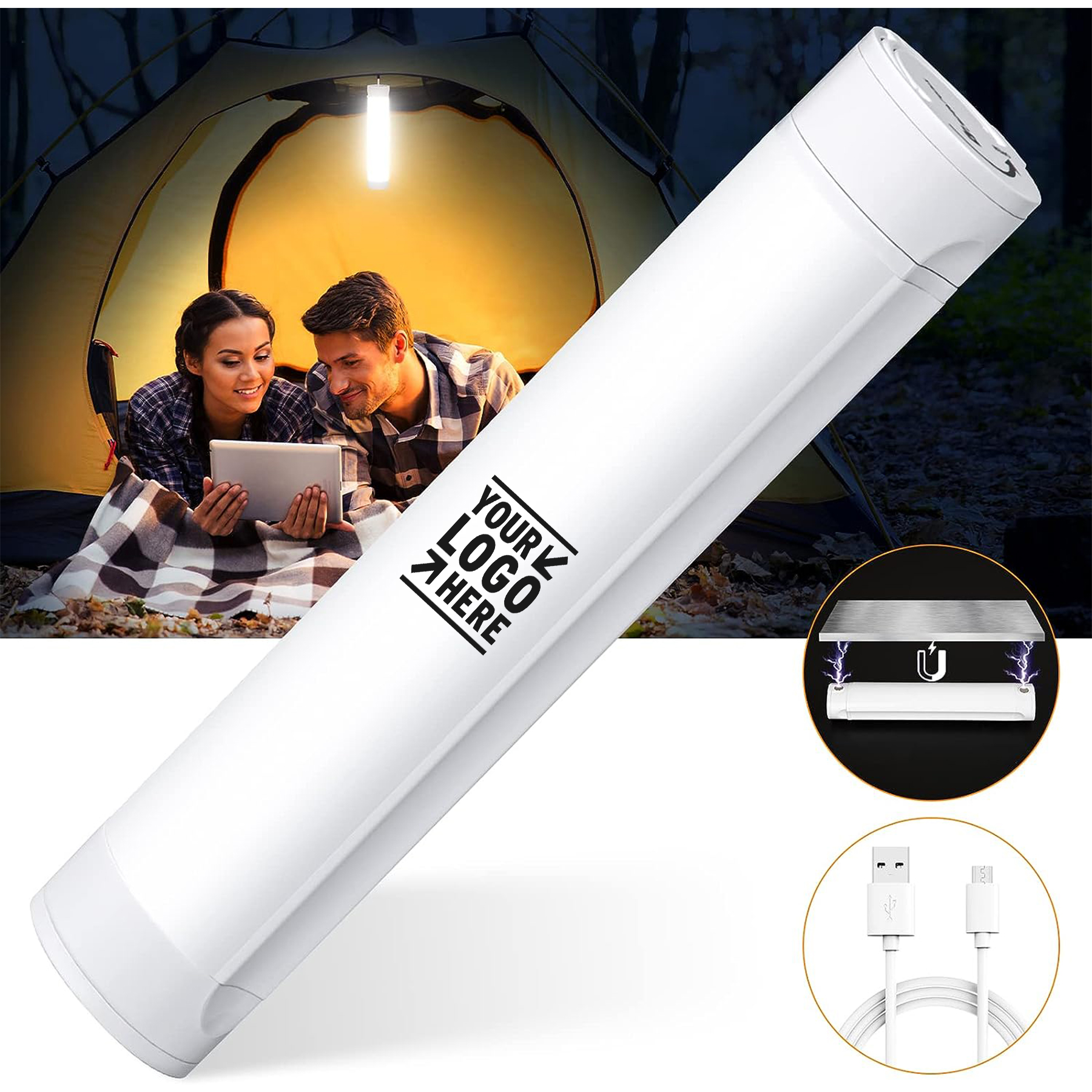 4000mAh Warm White 500LM Battery Powered USB Magnetic Base Rechargeable Camping Light 2