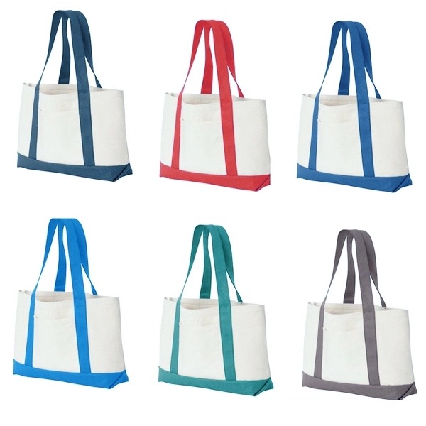 Heavyweight 12 oz. Cotton Canvas Pocket Boat Tote, custom tote bag with logo imprint 2