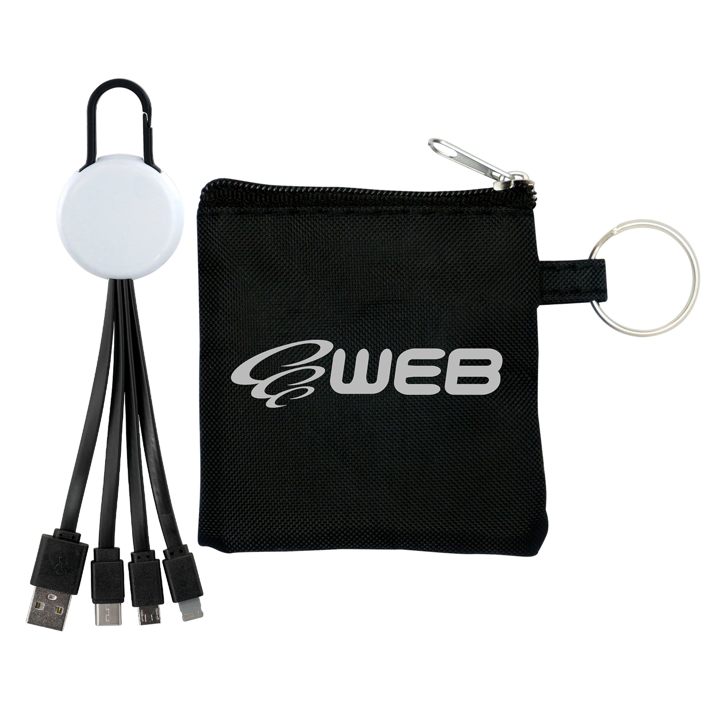 White Colorful Clip Cable Pouch Set 6