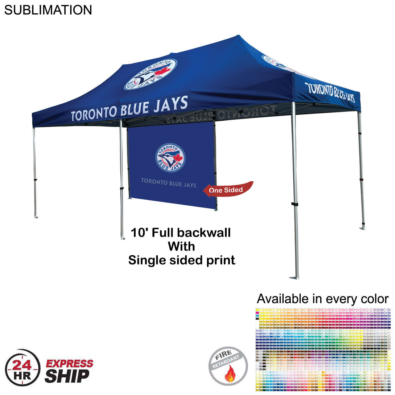 24 Hr Express Ship - 10' Back Wall for 10x20 Tent Kit, Sublimated, Single Sided Print 4