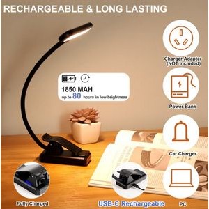 USB Rechargeable Clip LED Reading Night Light 2