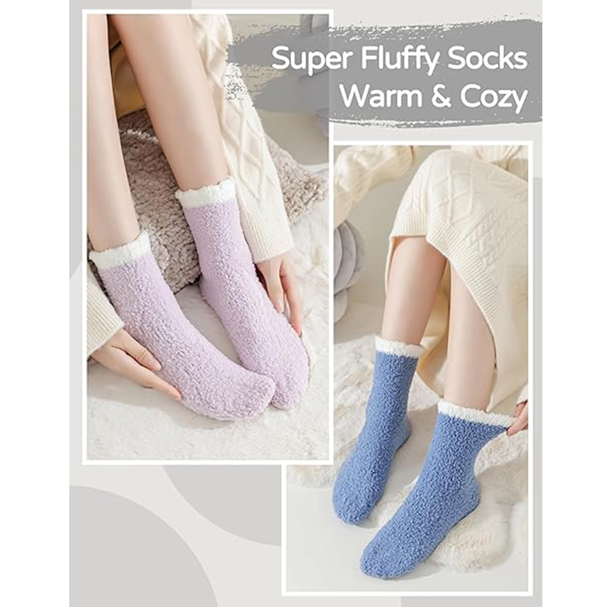 Fuzzy Socks Soft Cozy Fluffy Slipper Winter Warm Plush Socks Christmas Stocking Stuffers Gifts for 1