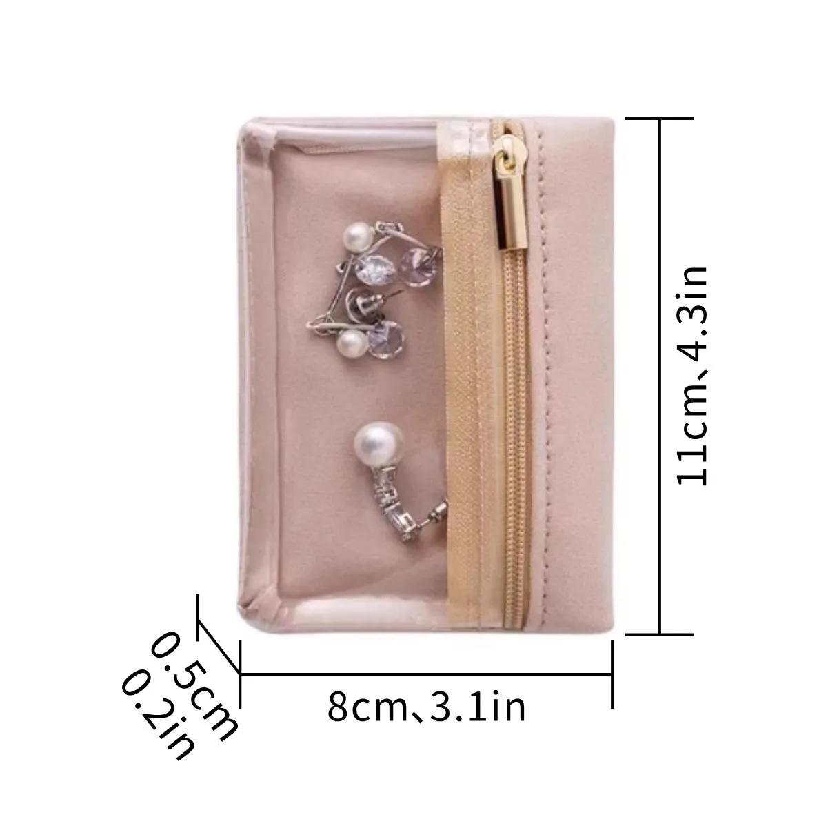 Portable Velvet Jewelry Travel Pouch With Zipper 2