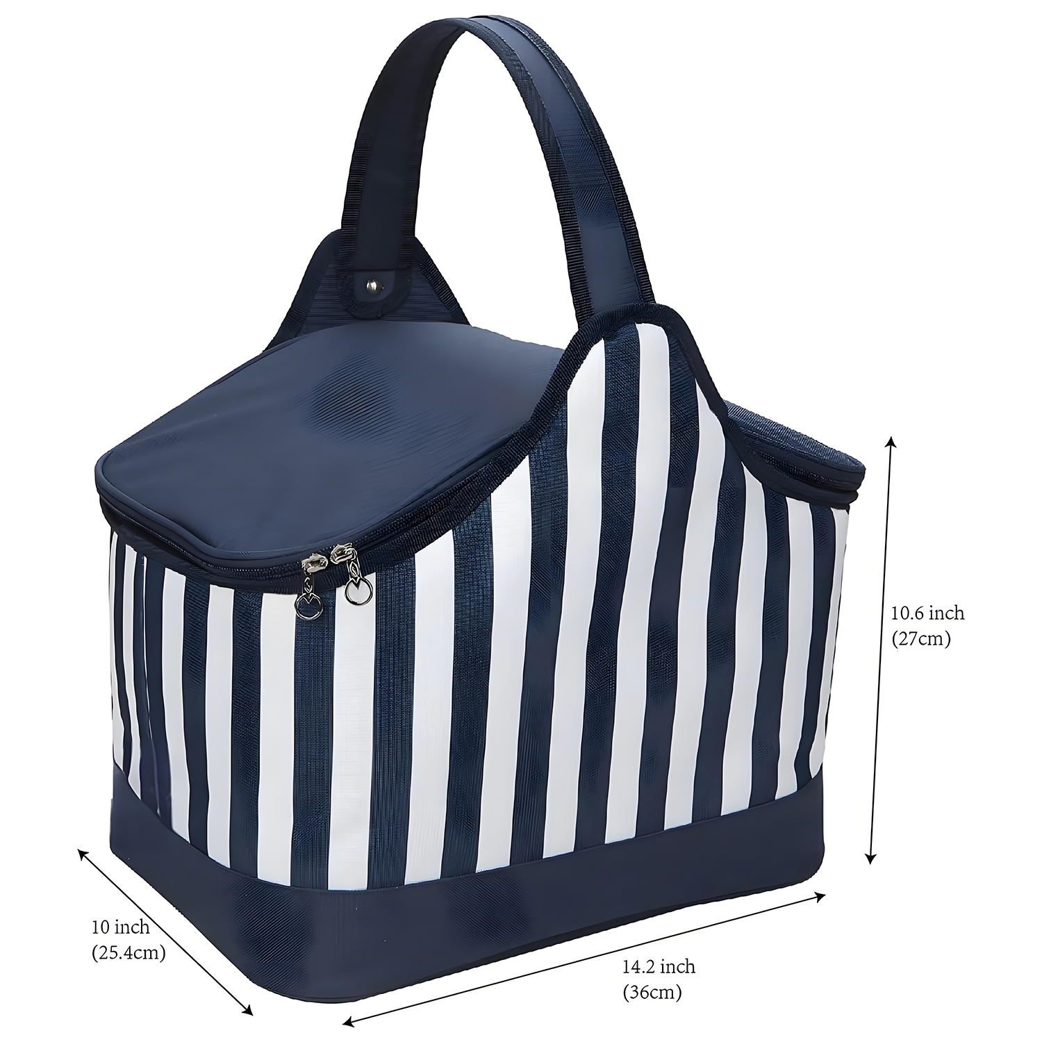 Personalized Zebra-Striped Oxford Picnic Handbag 2