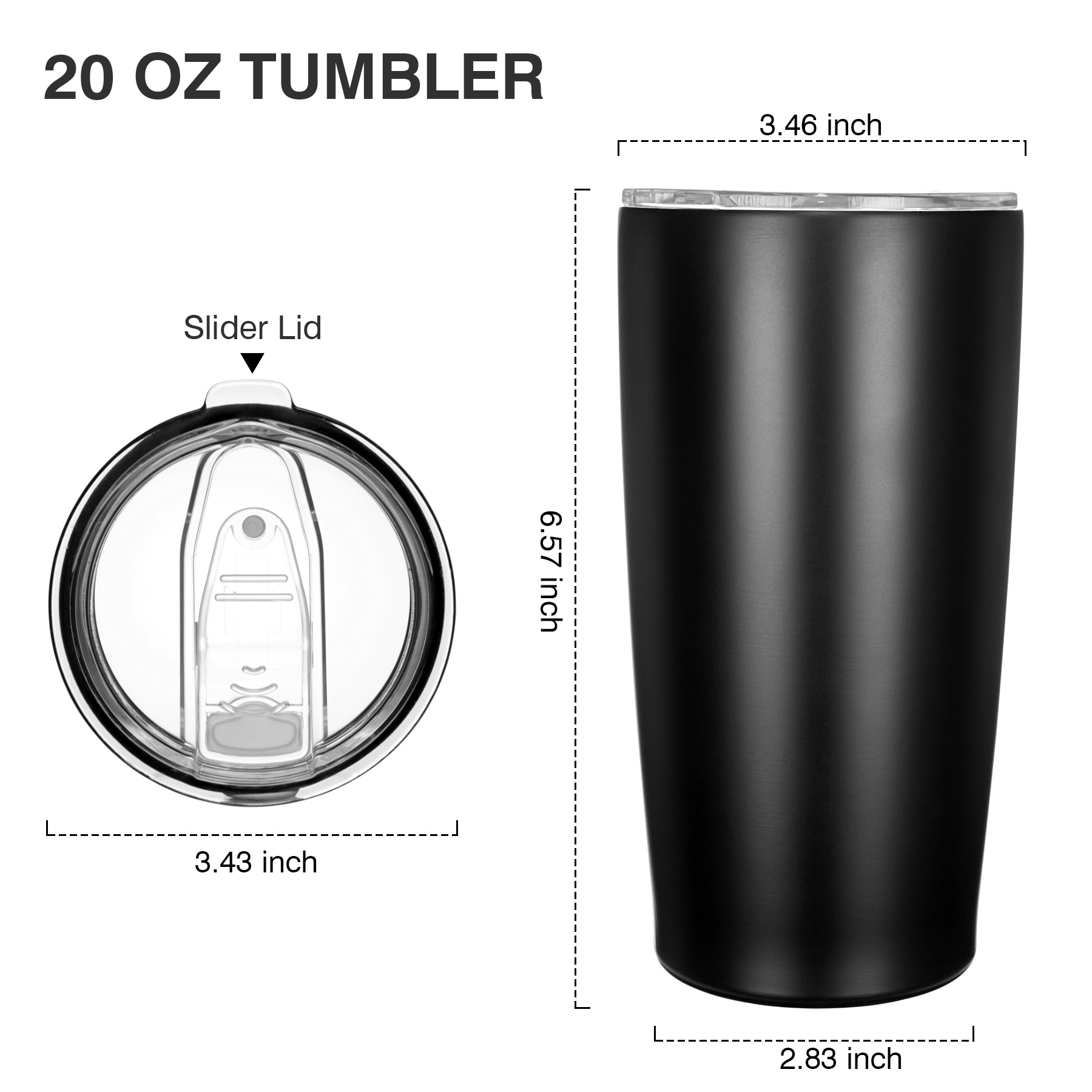 20 Oz Vacuum Insulated Stainless Steel Tumbler w/ Slider Lid 2