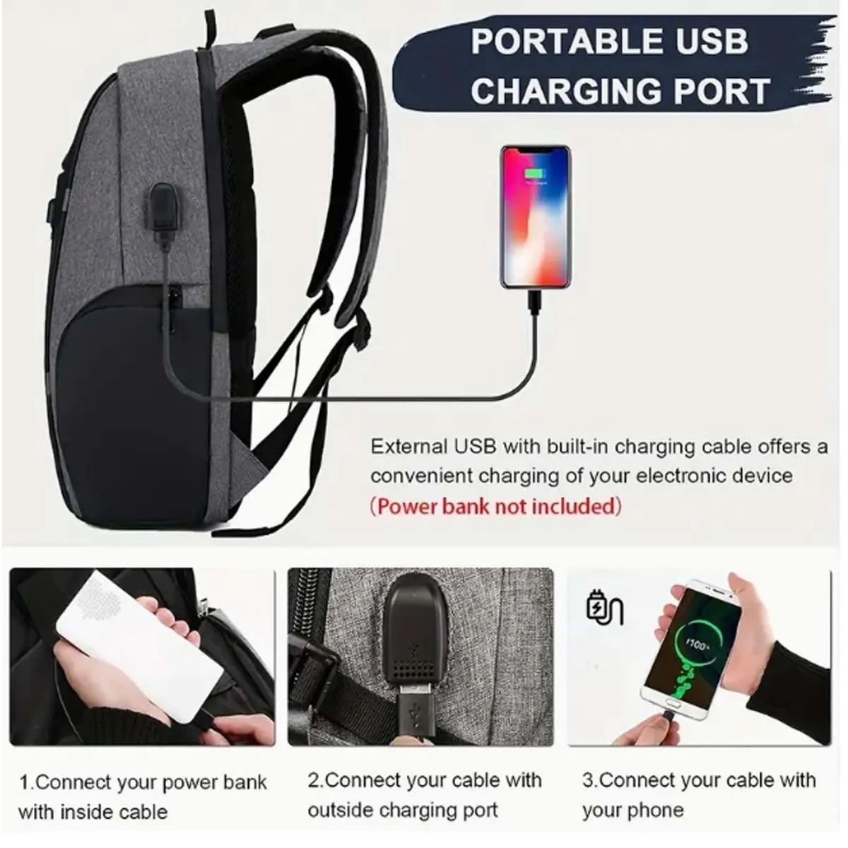 Large Capacity Backpacks With USB Port 4