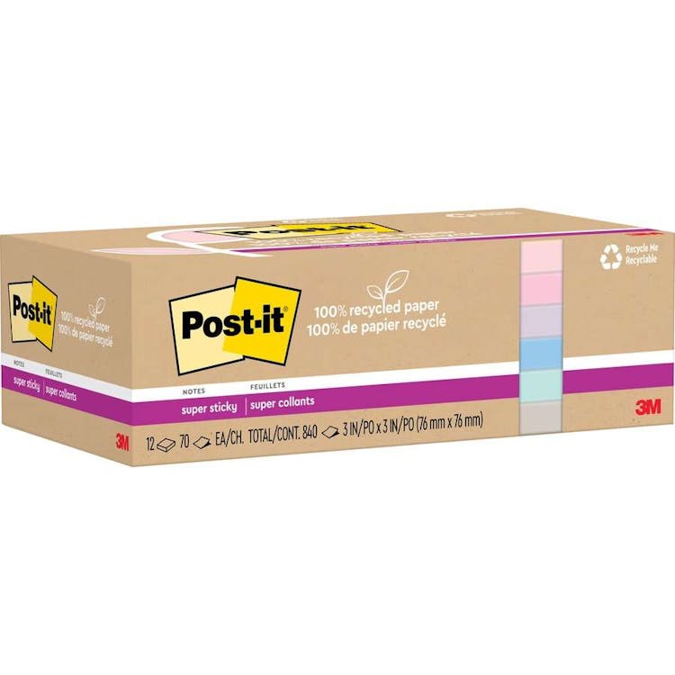 Super Sticky Notes - Pastels 70 Sheets 12 Pack 2