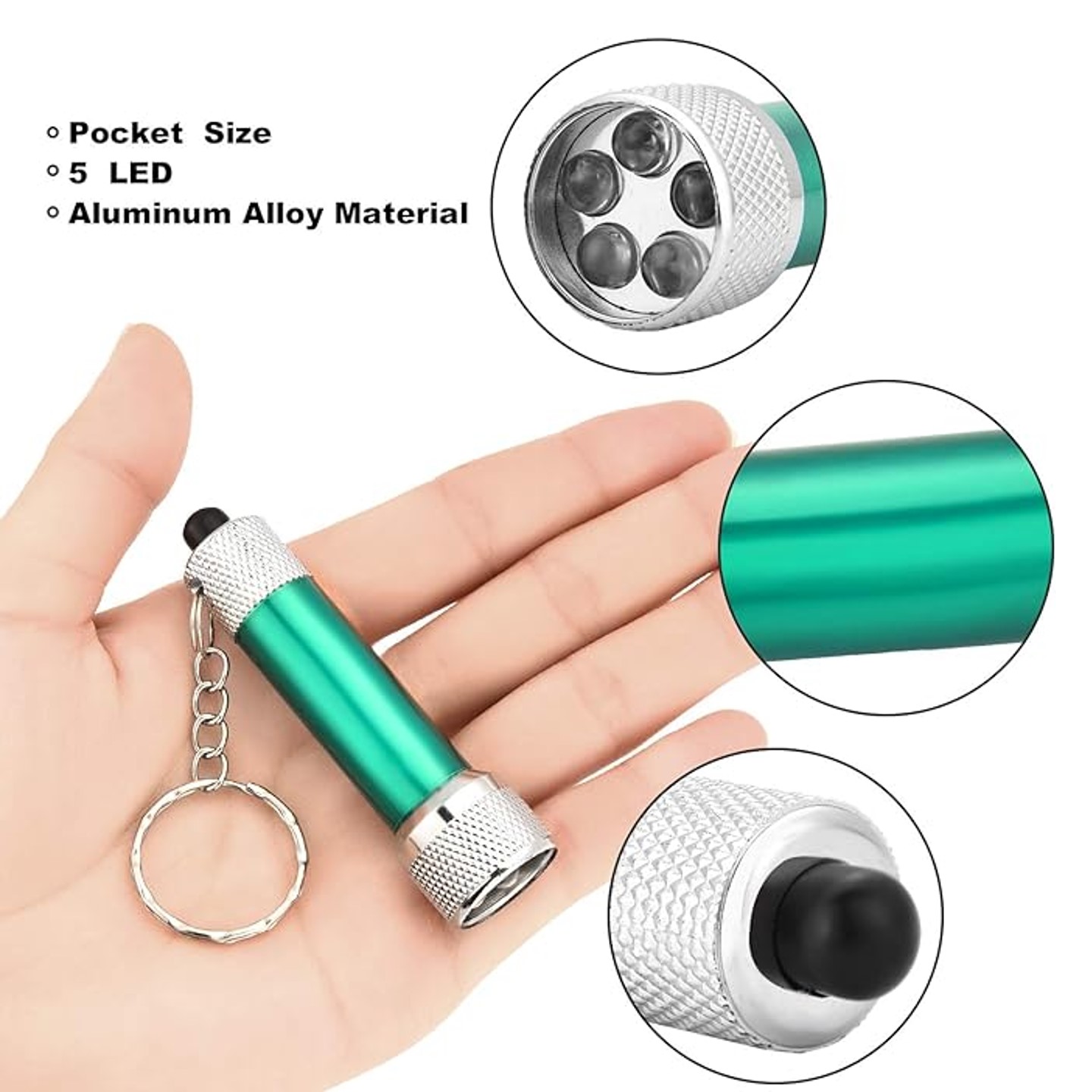 Aluminum Mini 5 LED Flashlights Keychain 3
