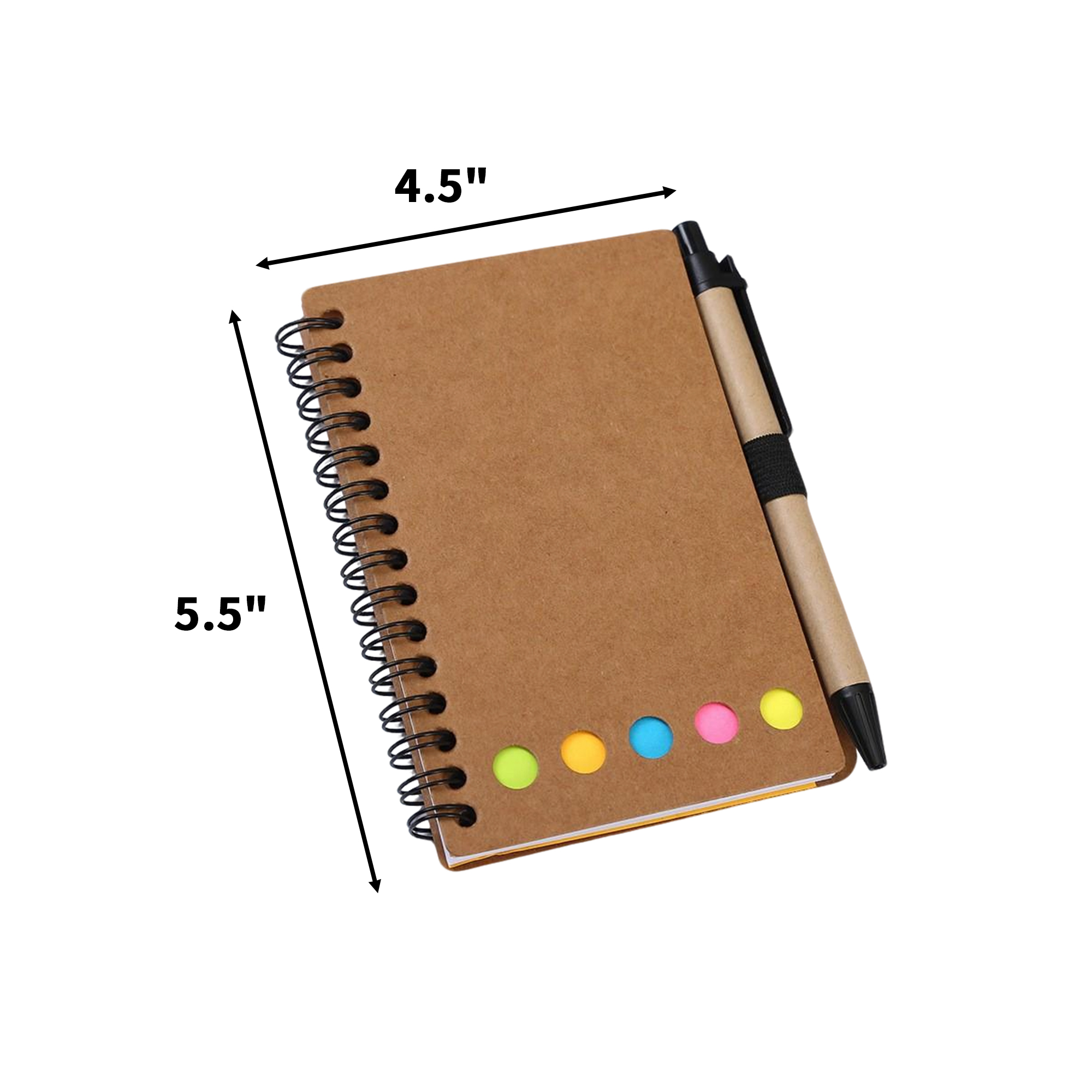 Kraft Paper Spiral Notebook With Pen Elastic Holder 3