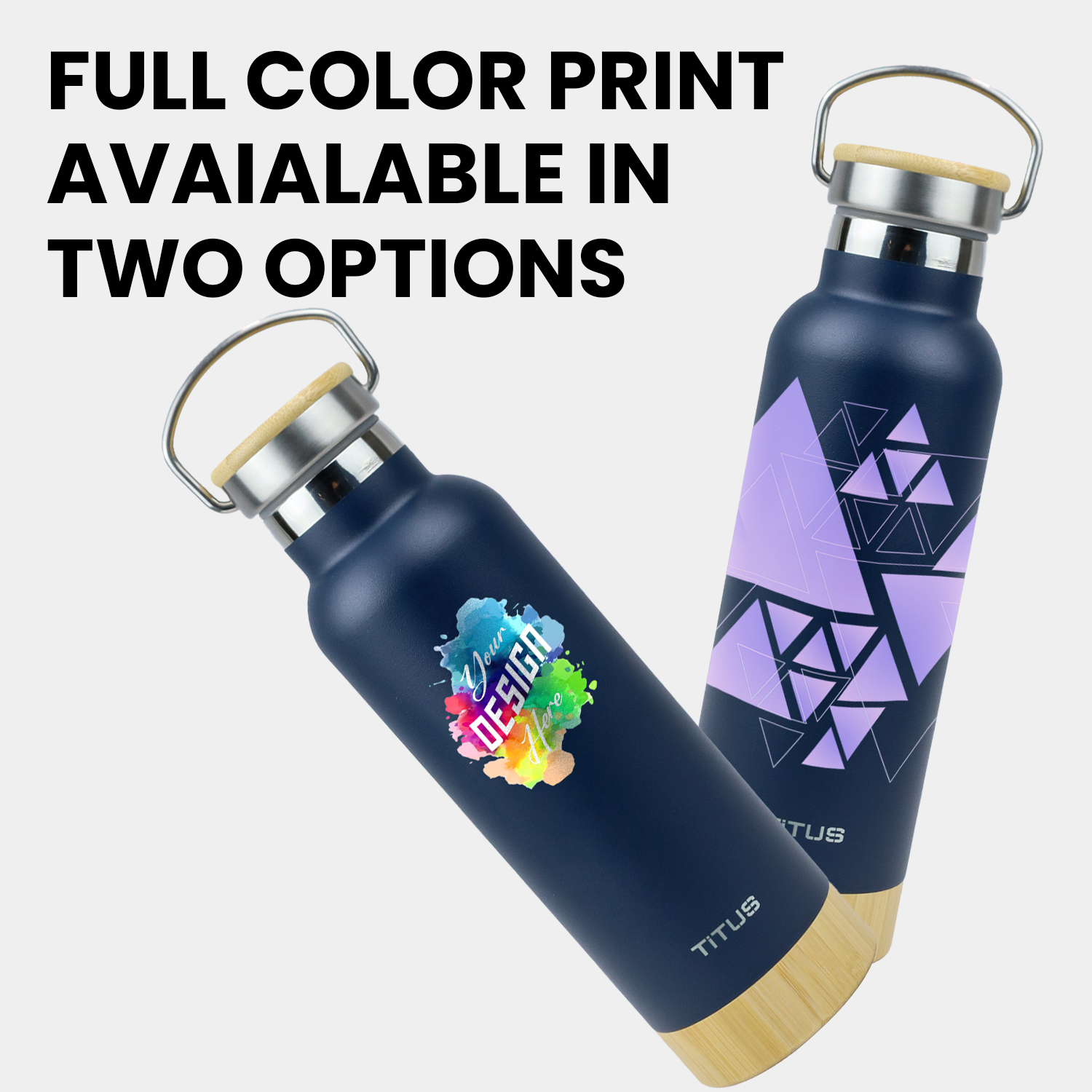 Premium 17 oz TiTUS® Stainless Steel Water Bottle with Wood-Style Base 6