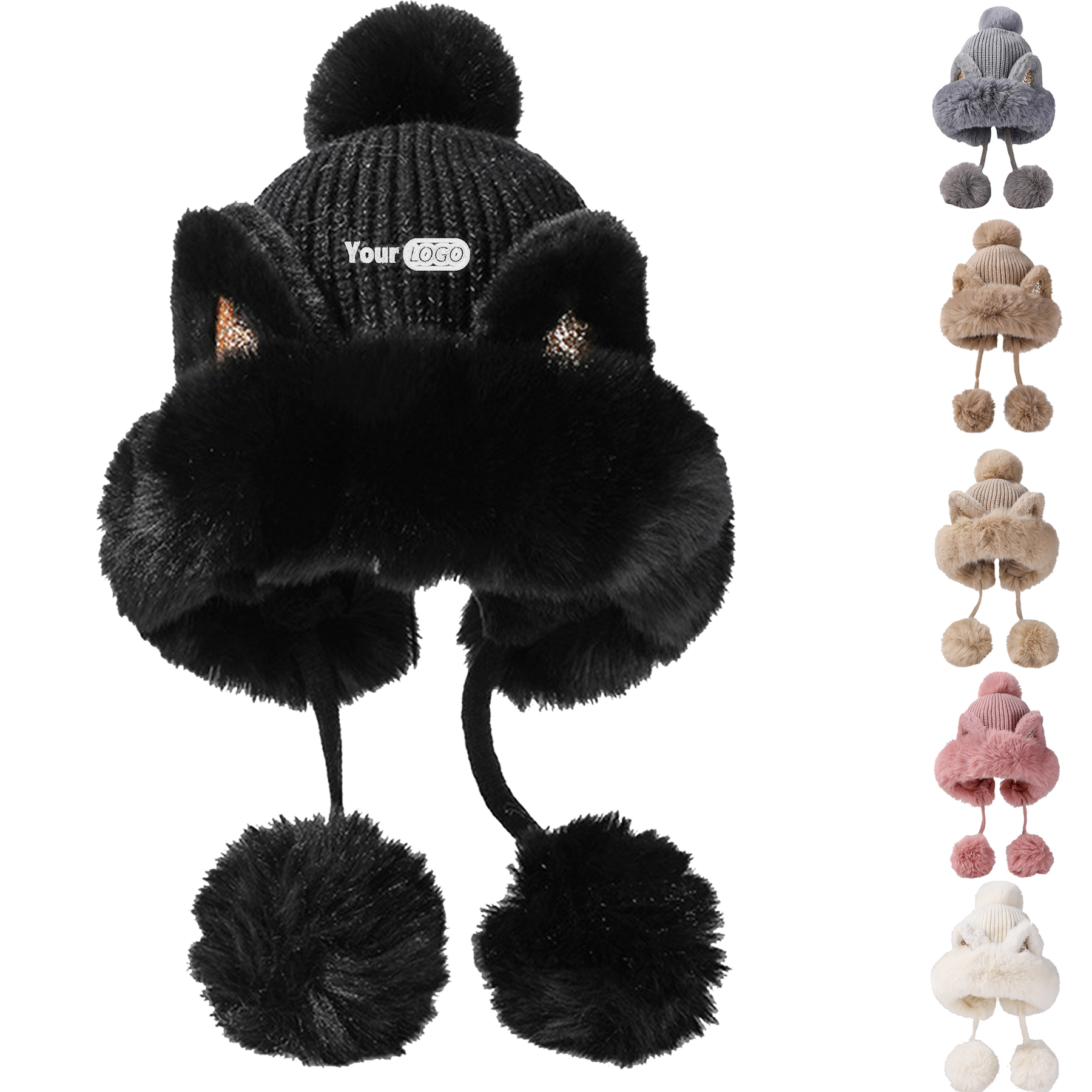 Women Winter Warm Cute  Cat Ears Knitted Beanie Hat 8