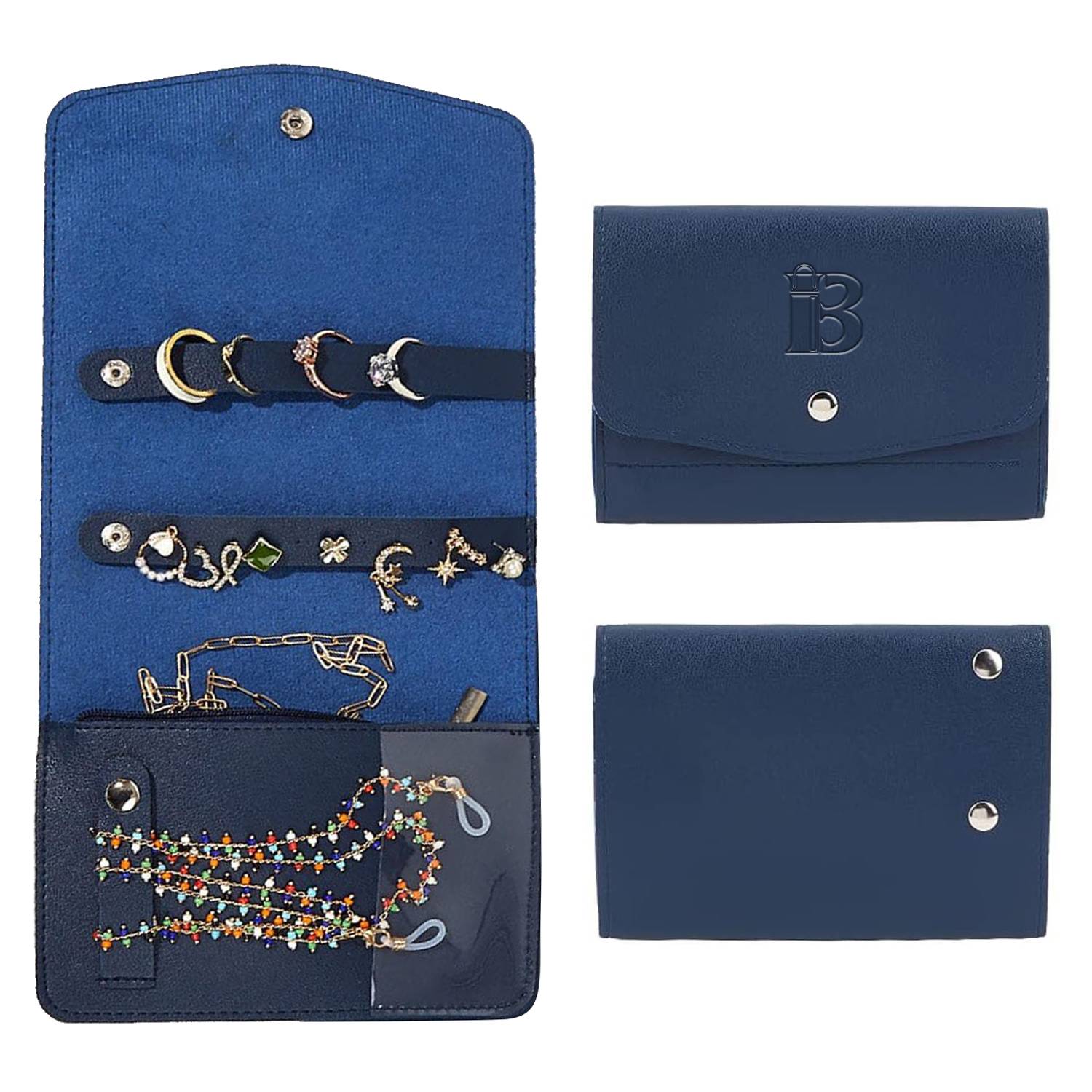Portable PU Leather Travel Jewelry Roll Organizer 7