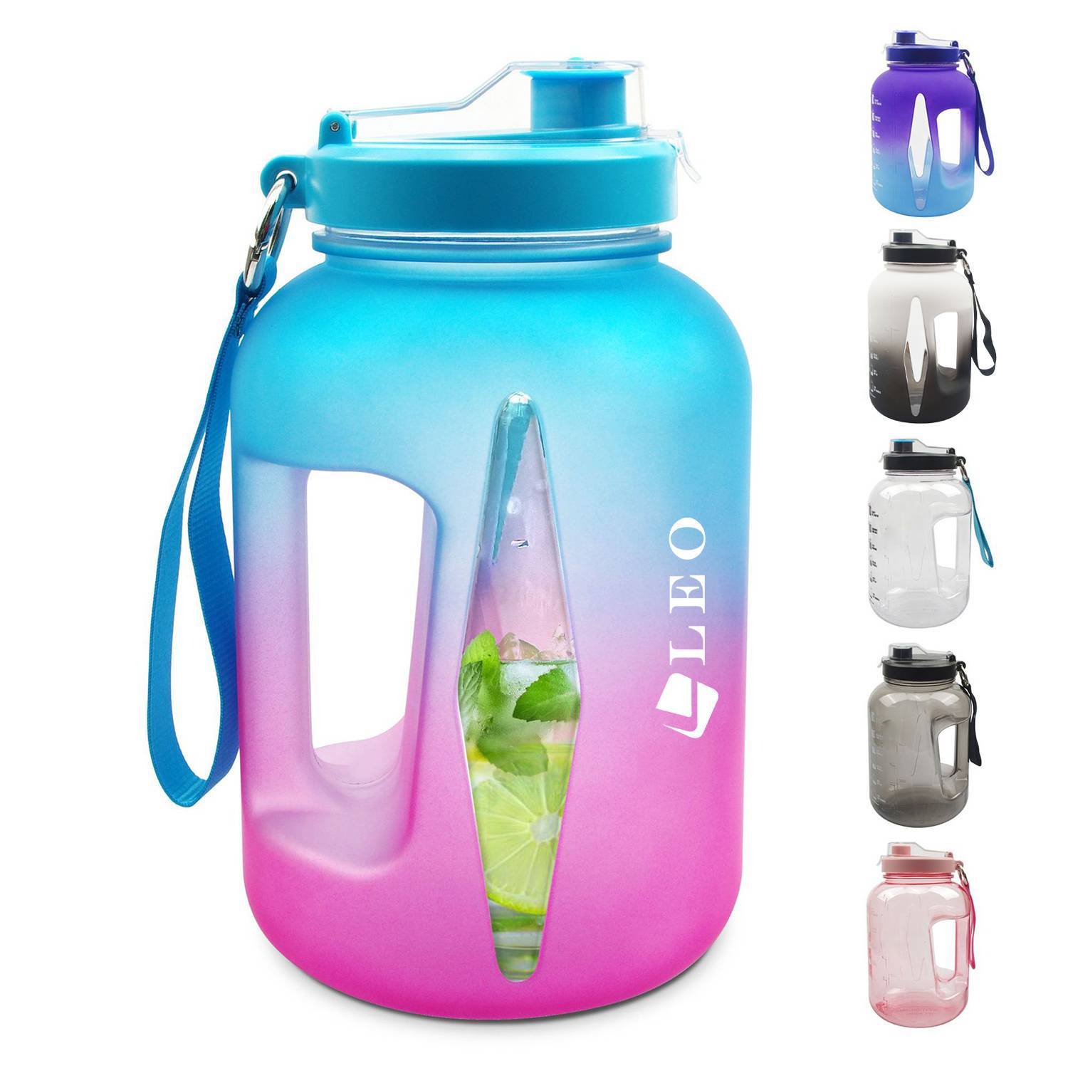 74 Oz Plastic Sports Water Bottle w/ Carrying Rope 12