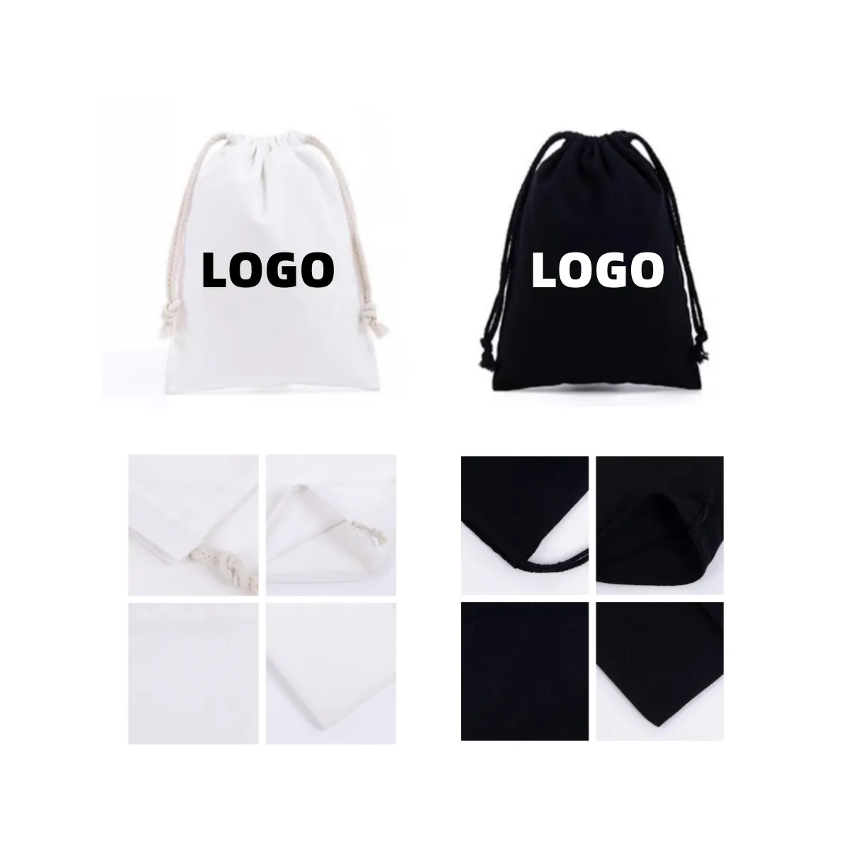 Custom Drawstring Polyester-Cotton Bunched Cloth Bag 2