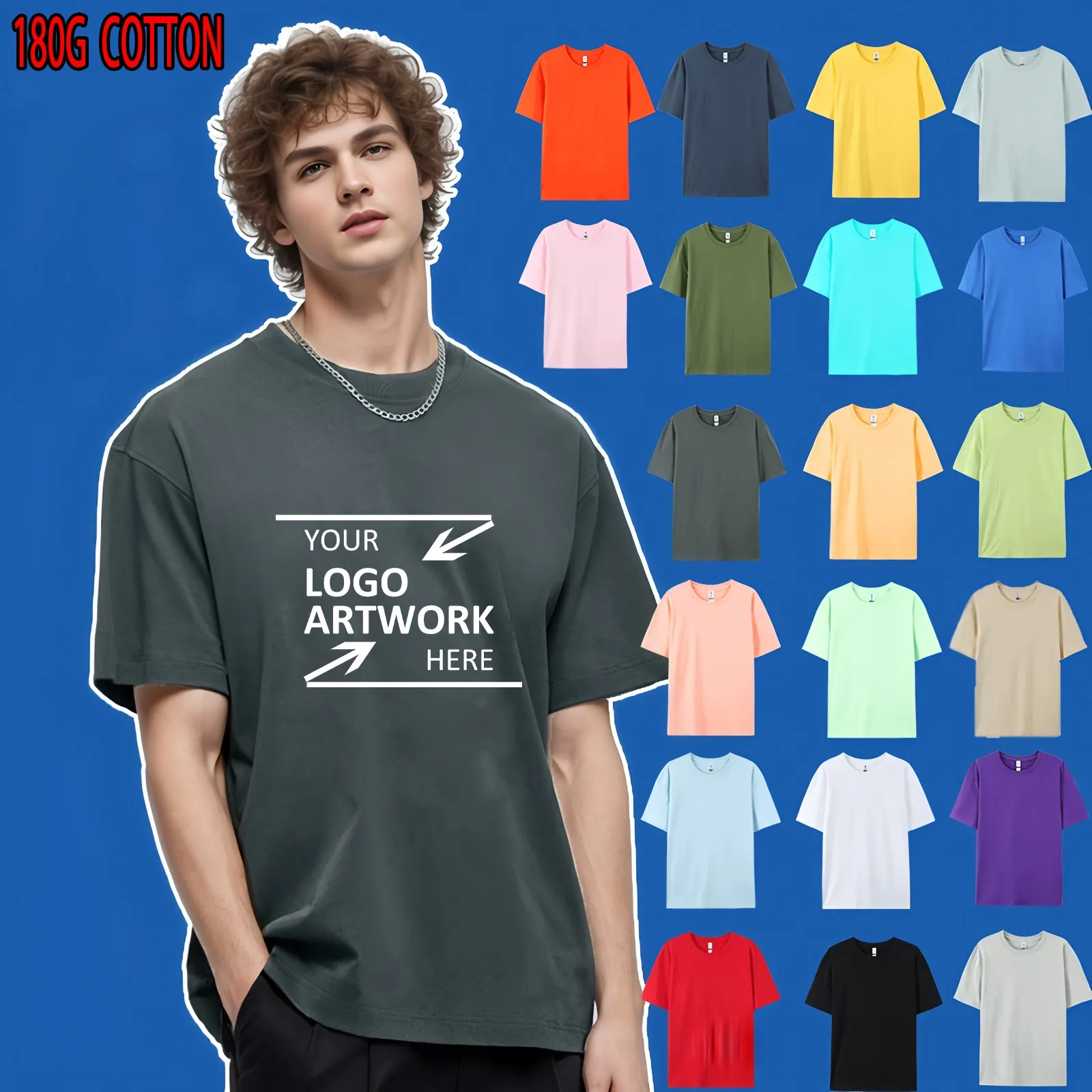 180g Plain White T Shirt Men Bulk Wholesale Blank Tees Custom 3