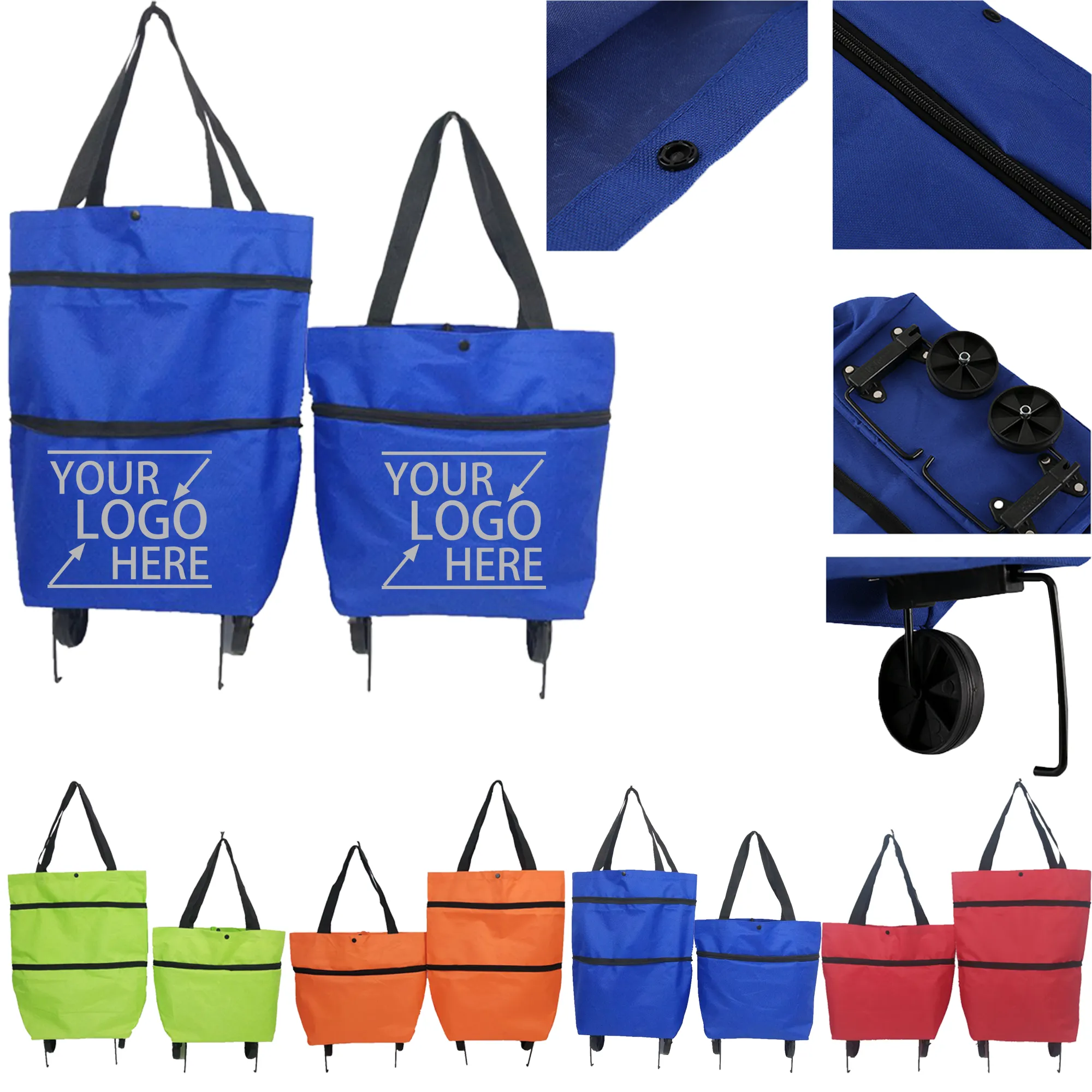 Collapsible Portable Wheeled Shopping Bag with Handle 3