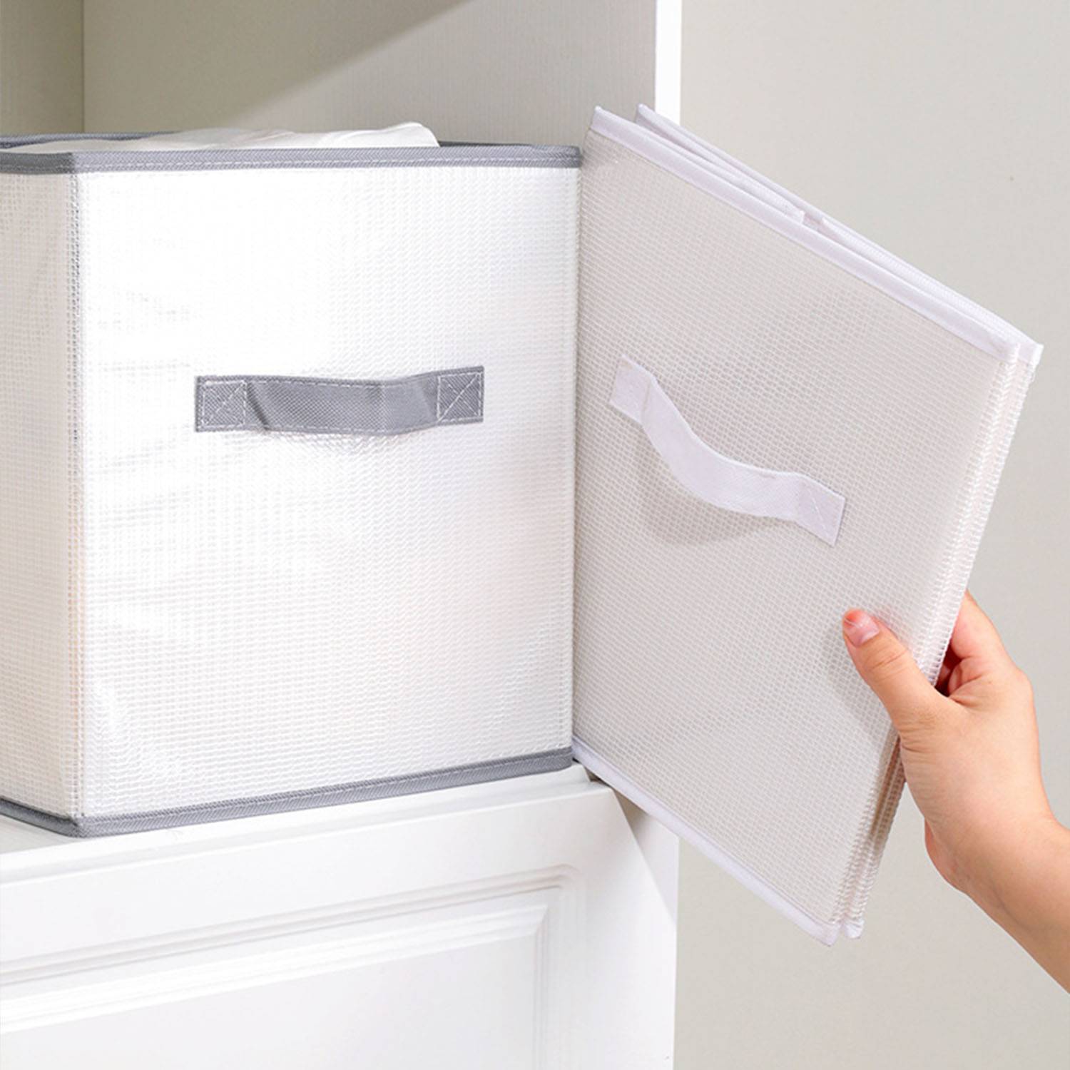Foldable Storage Bins Cube Box w/ Dual Non-Woven Handle 4