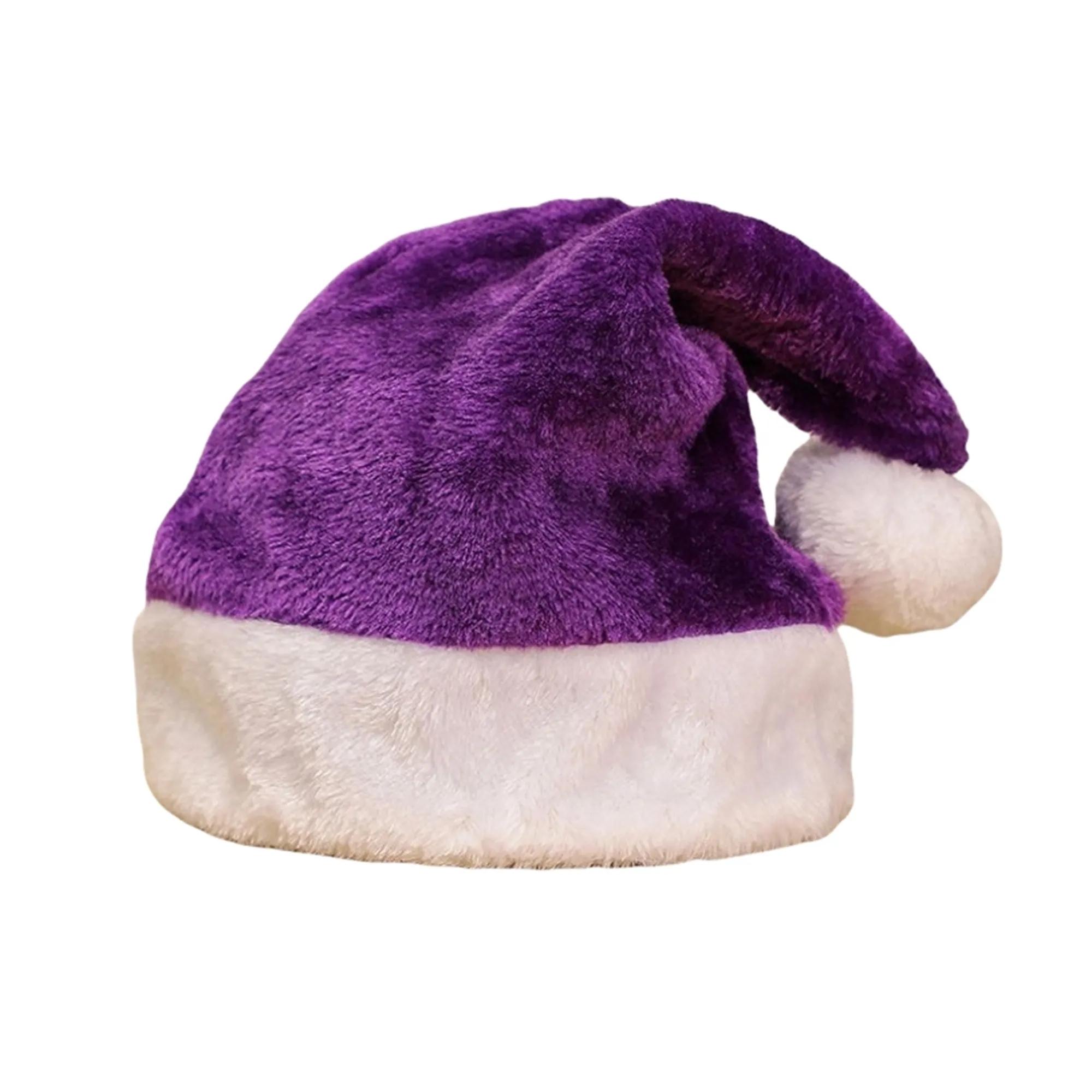 Warm Short Plush Holiday Christmas Santa Hat 2