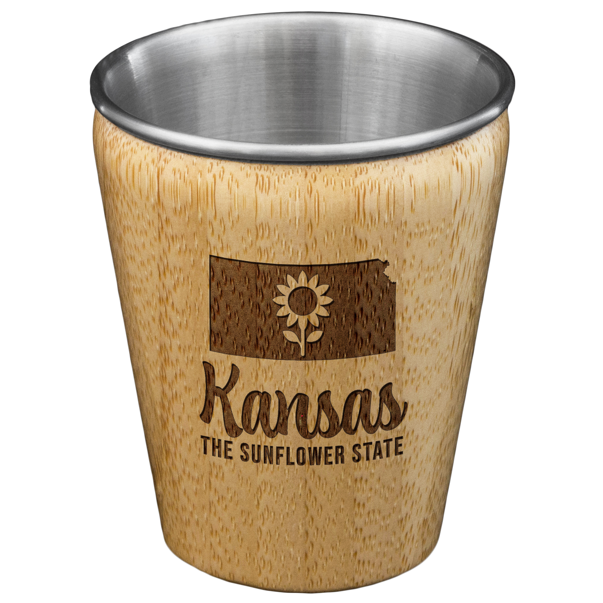Kansas State Bamboo and Stainless Steel Shot Glass