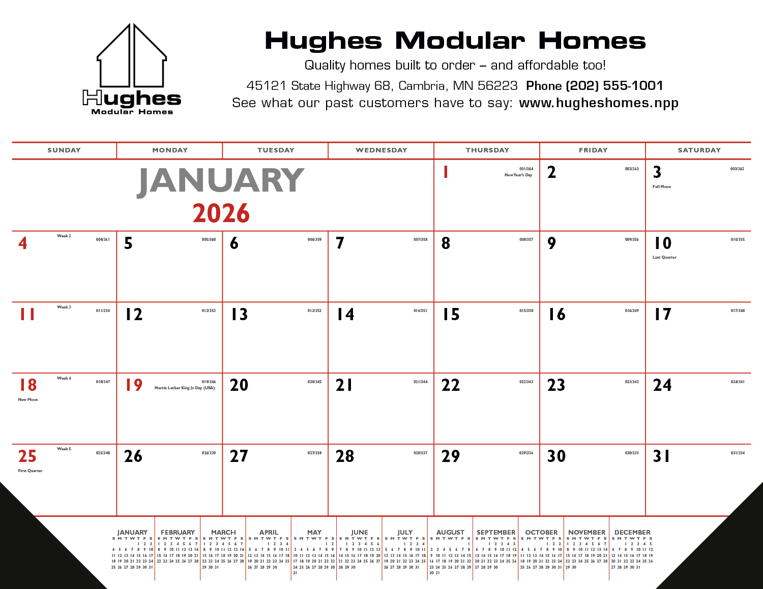 Triumph® Calendars Red & Black Desk Pad with Vinyl Corners 2