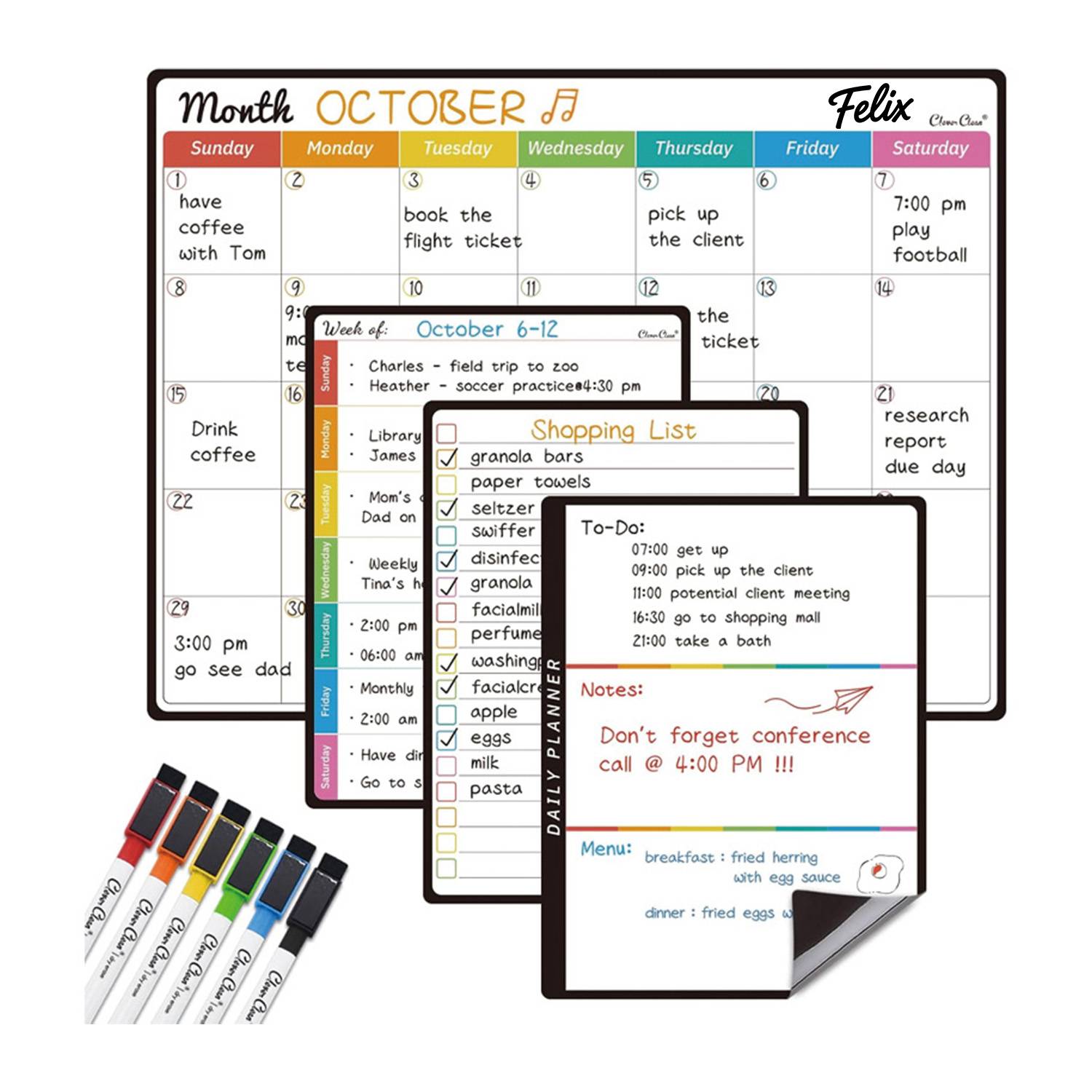 PVC Reusable Whiteboard Calendar Planner Fridge Magnets 1