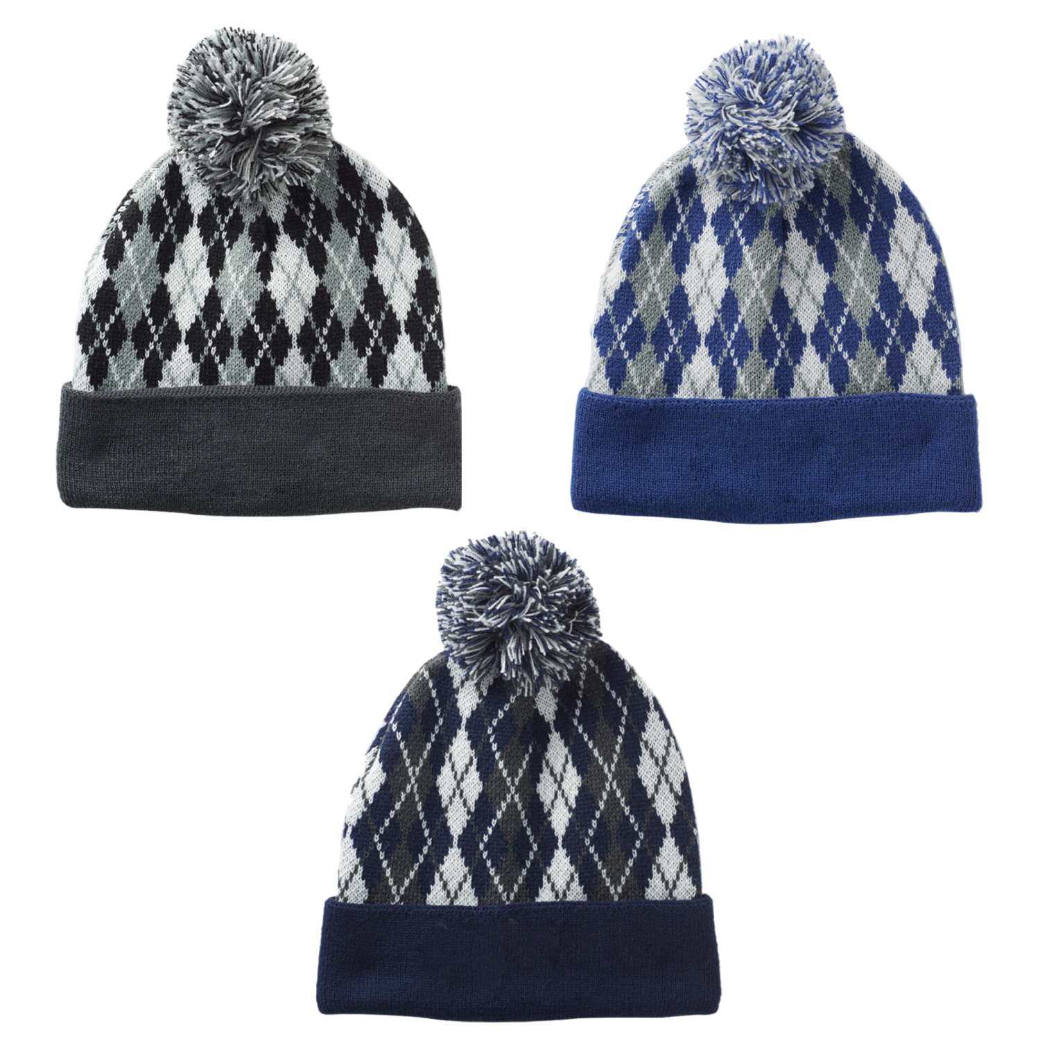 Diamond Style Weave Pompom Beanie 3