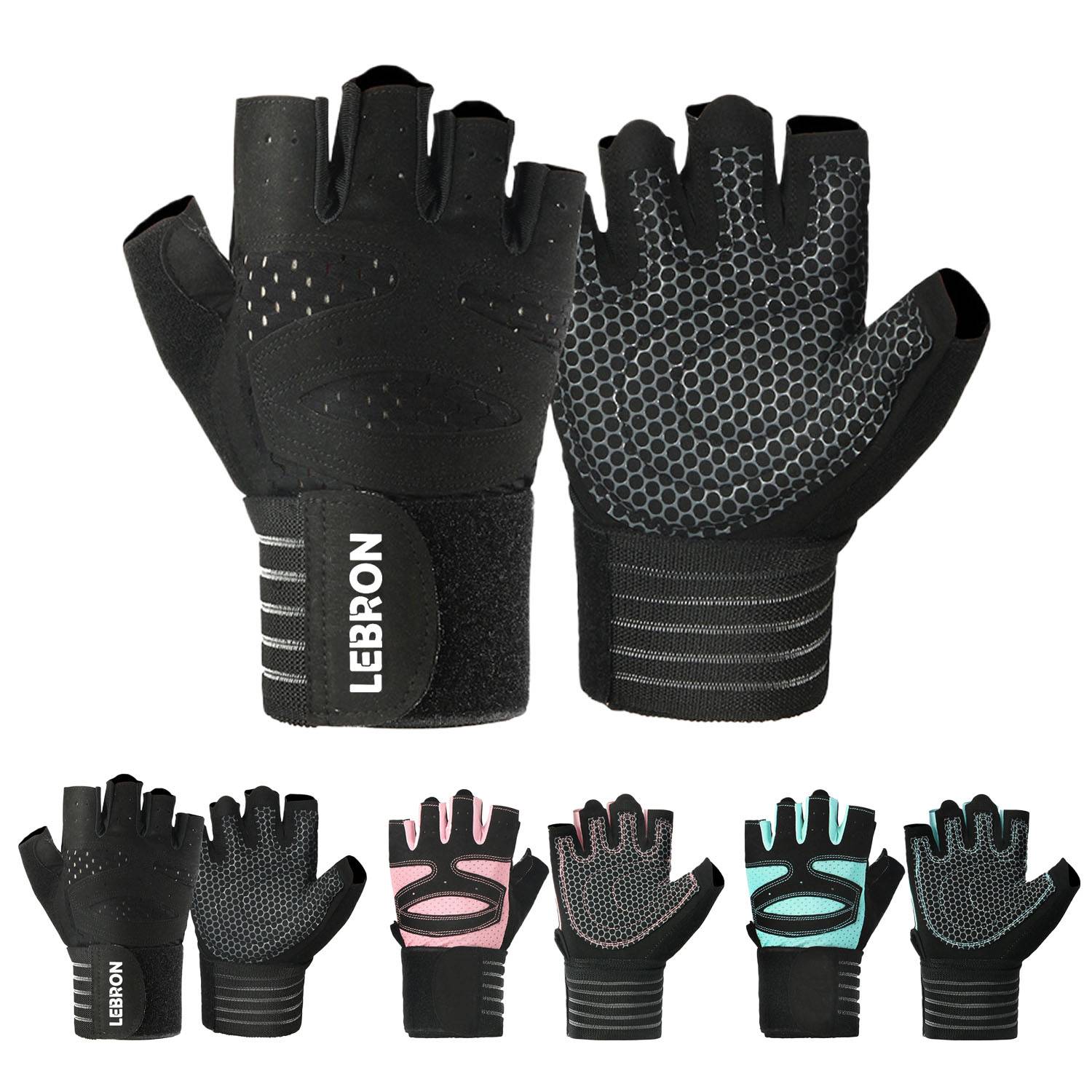 Unisex Padded Gym Workout Gloves w/ Adjustable Wrist Strap 1