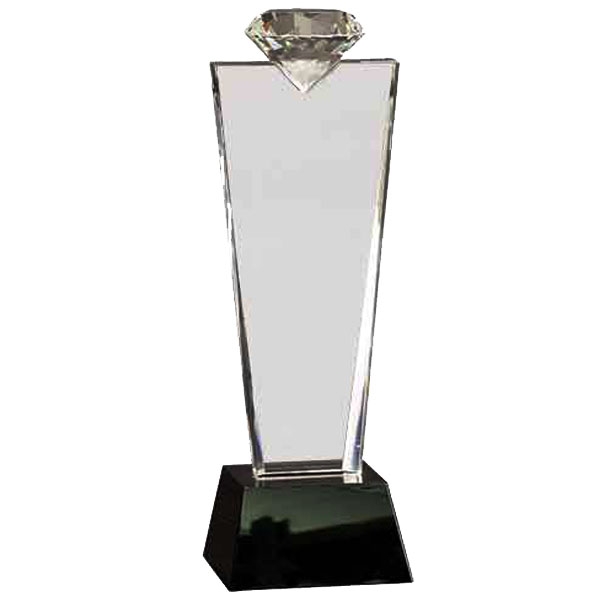 11 inch Crystal Diamond Top Award on Black Pedestal Base 1