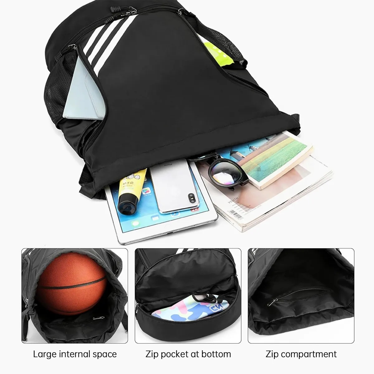 Swim Gym Sport Draw String Bag with Shoes Compartment 2
