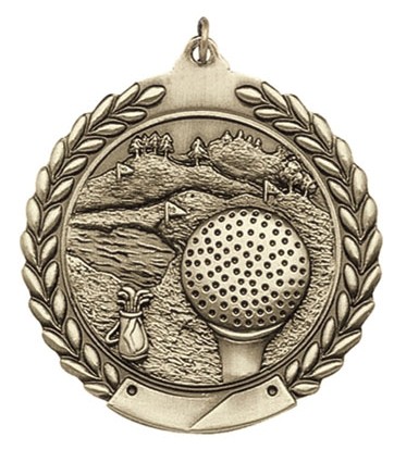 Golf Die Cast Medal, 1 3/4" 2