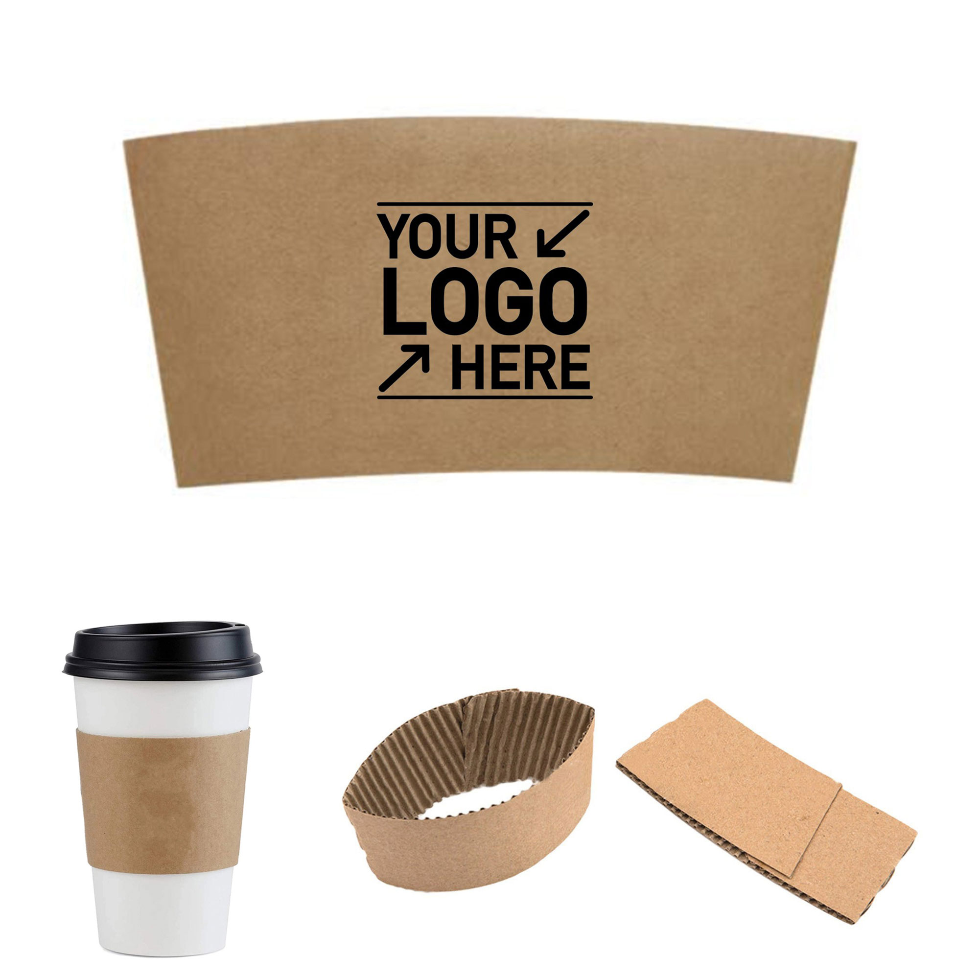 Custom Kraft Paper Disposable Coffee Cup Sleeve 2