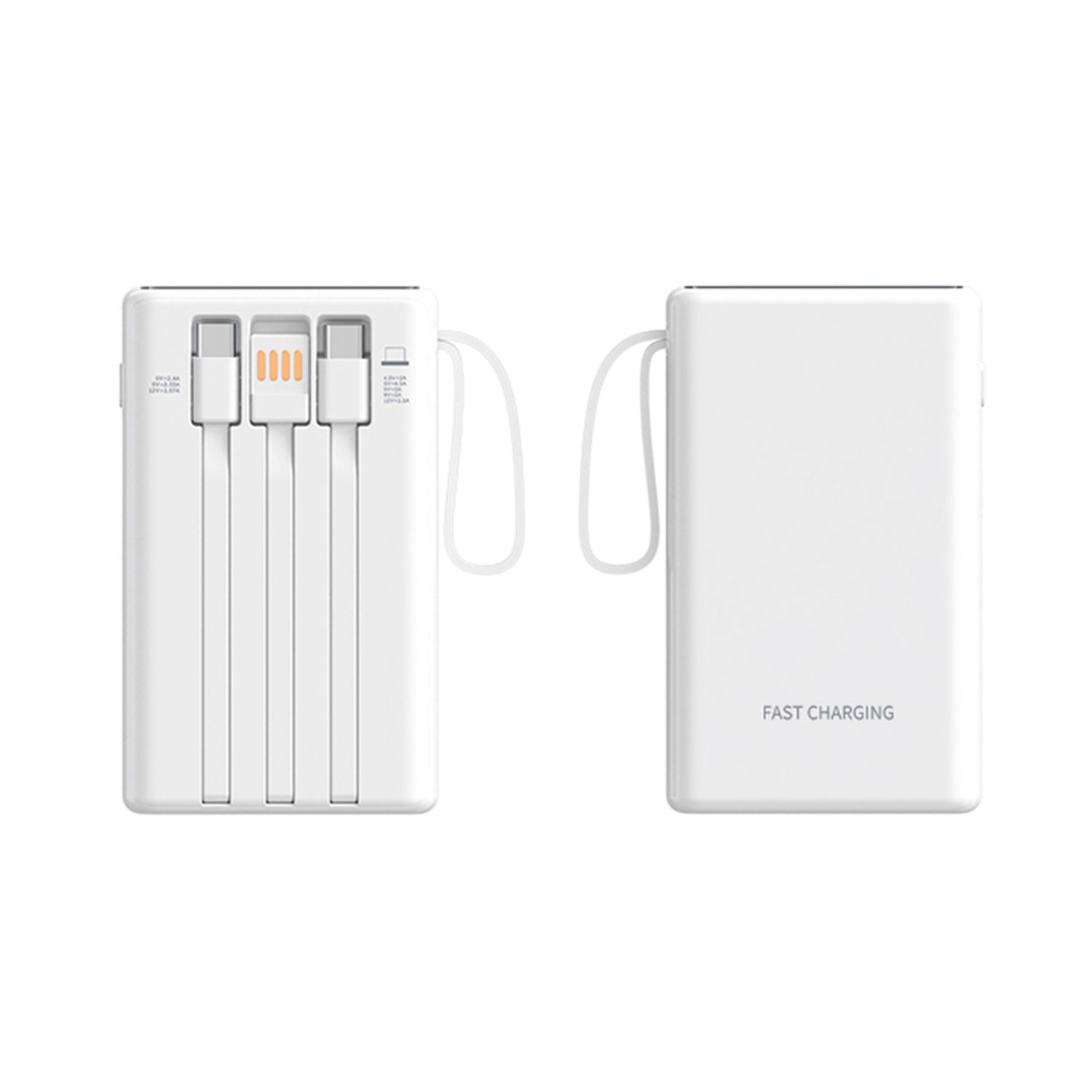 20,000 mAh Built-in Cable Fast Charging Power Bank - 18W 5